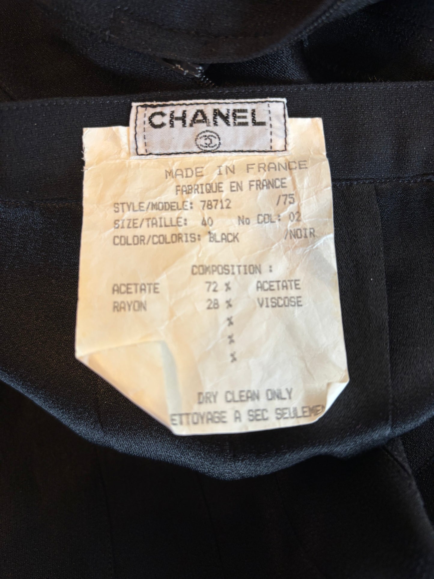 Chanel 1980s-1990s Black Acetate-Rayon Pleated Skirt