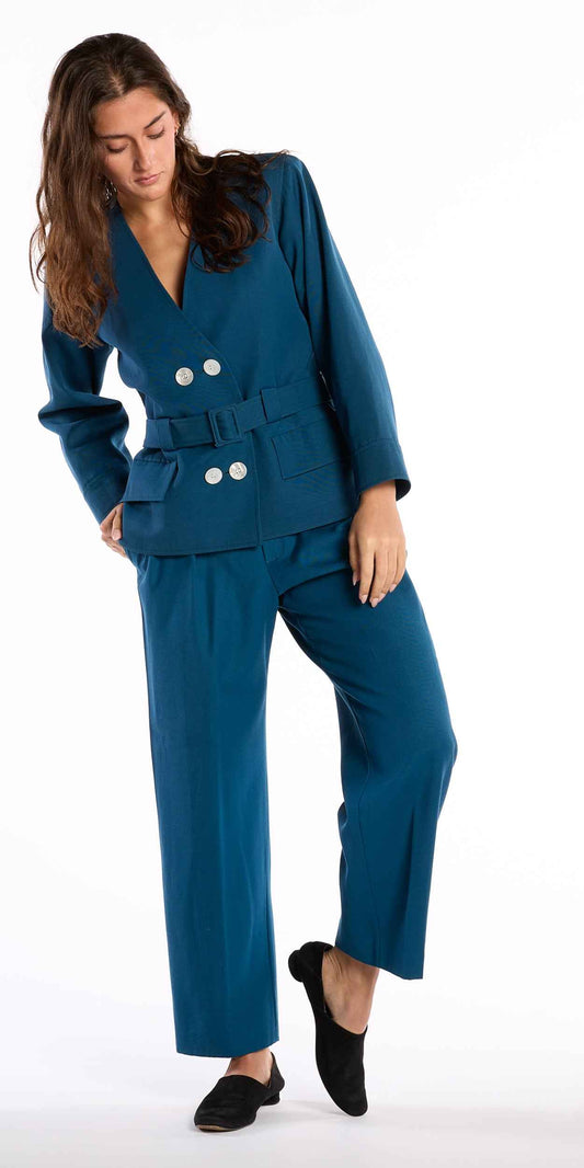 Yves Saint Laurent 1970s/1980s belted gabardine suit