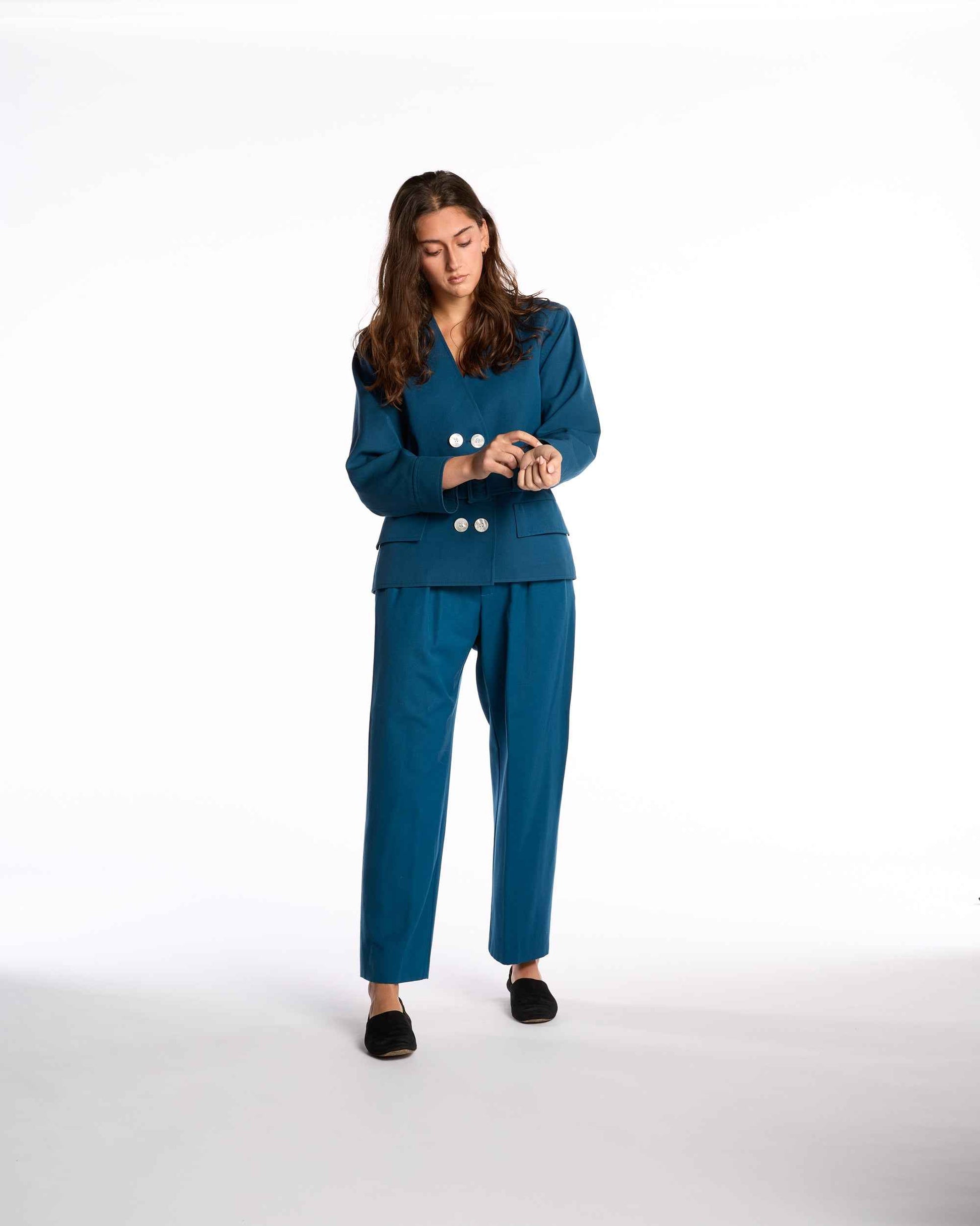 Yves Saint Laurent 1970s/1980s belted gabardine suit