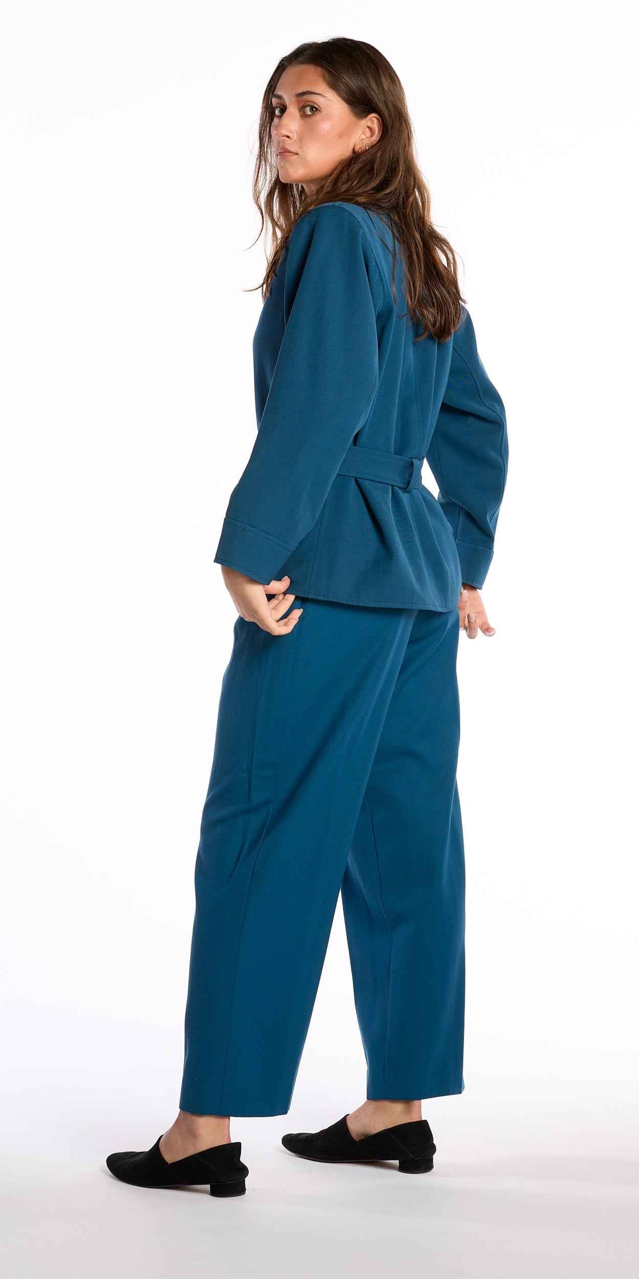Yves Saint Laurent 1970s/1980s belted gabardine suit