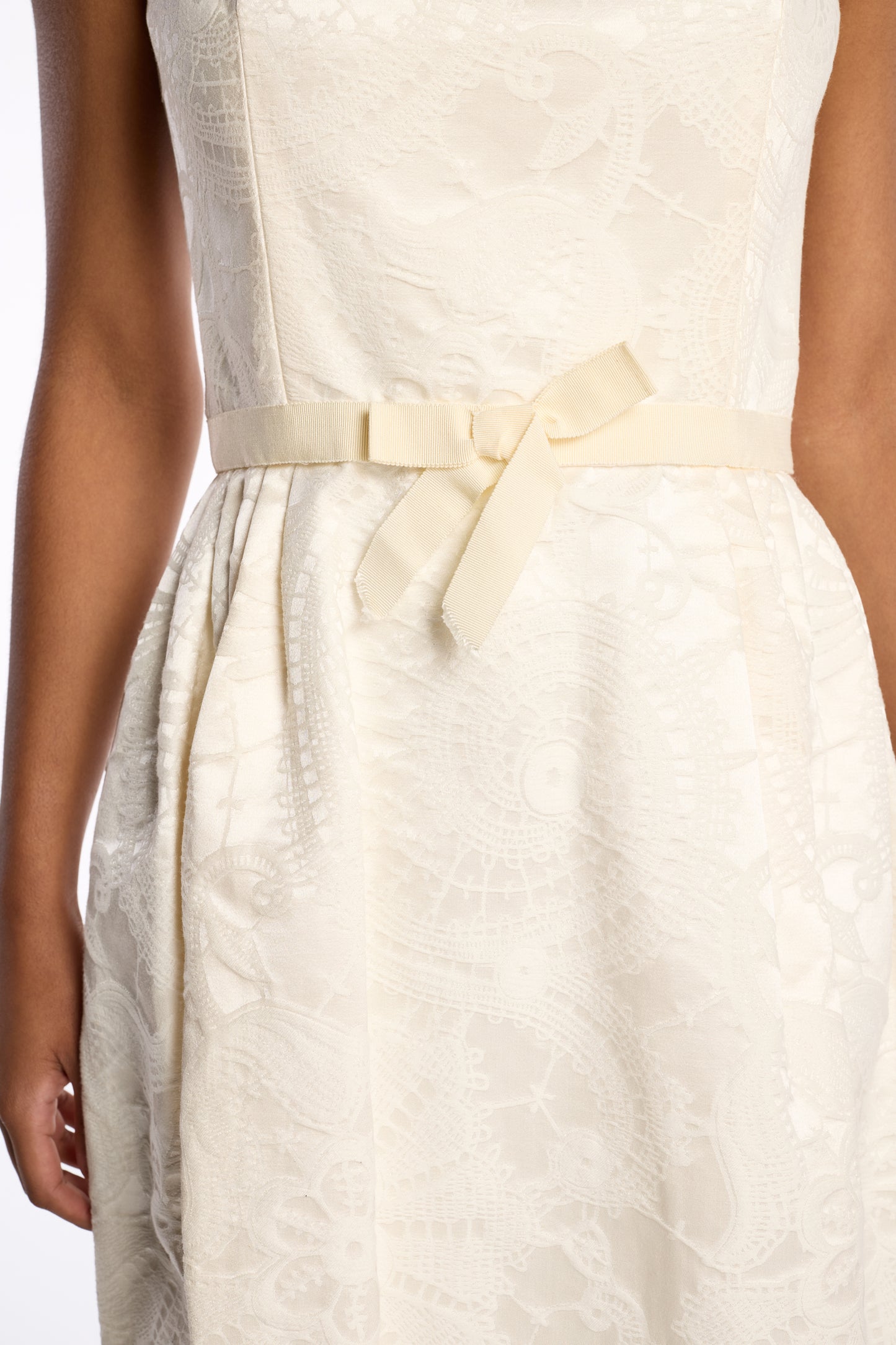 Bill Blass 2000s Cream Jacquard Mini Dress (deadstock)
