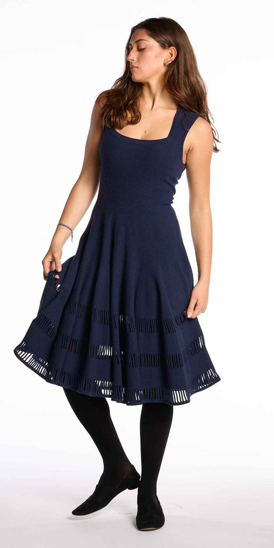 Alaïa 2000s Navy Wool Blend Knit Dress