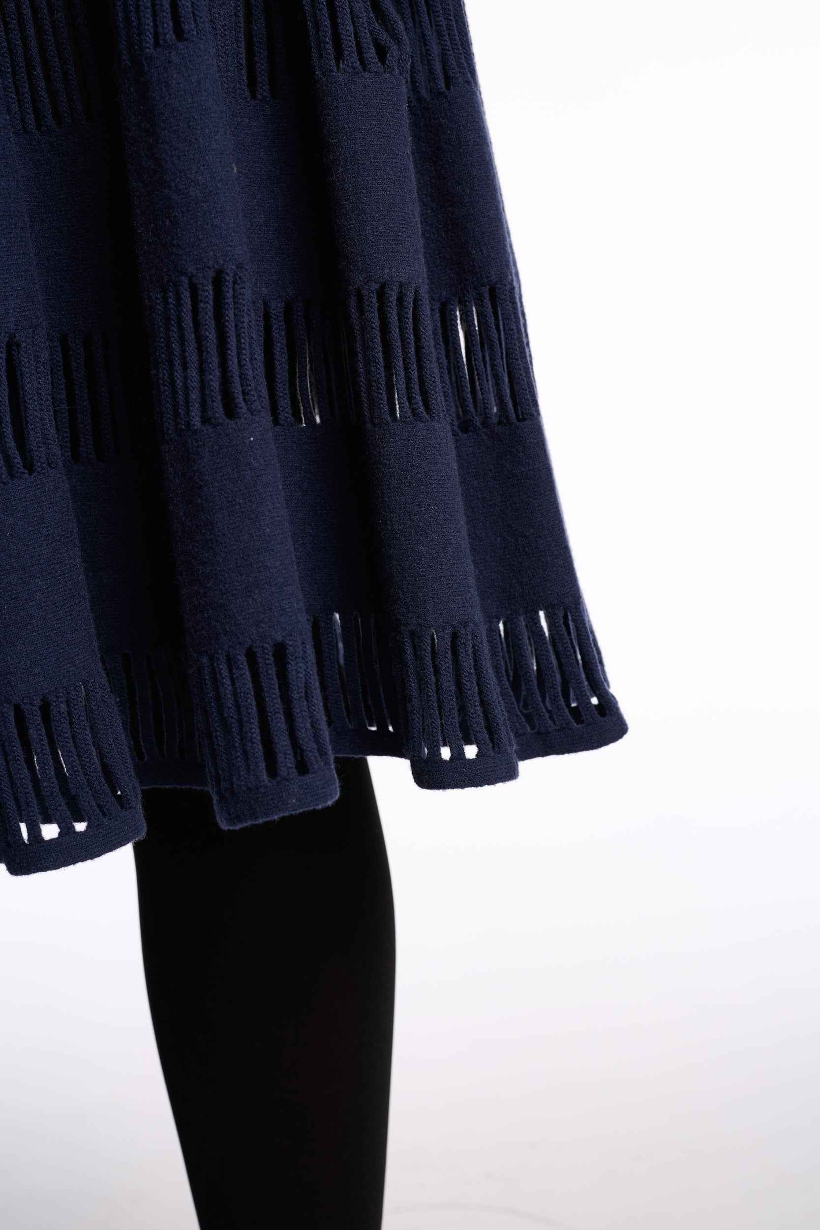 Alaïa 2000s Navy Wool Blend Knit Dress