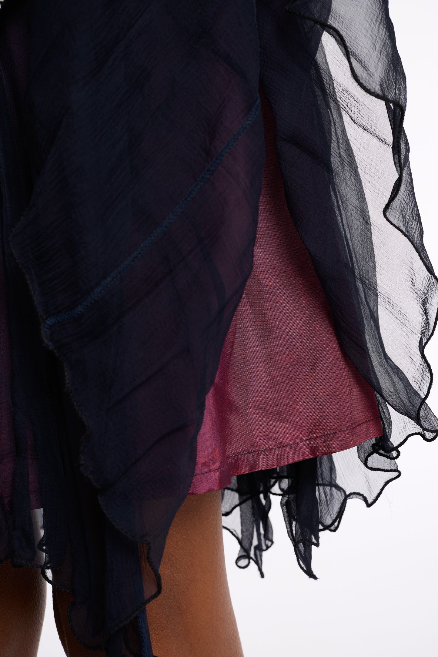 Eavis and Brown 1980s Navy Beaded Silk Chiffon Dress