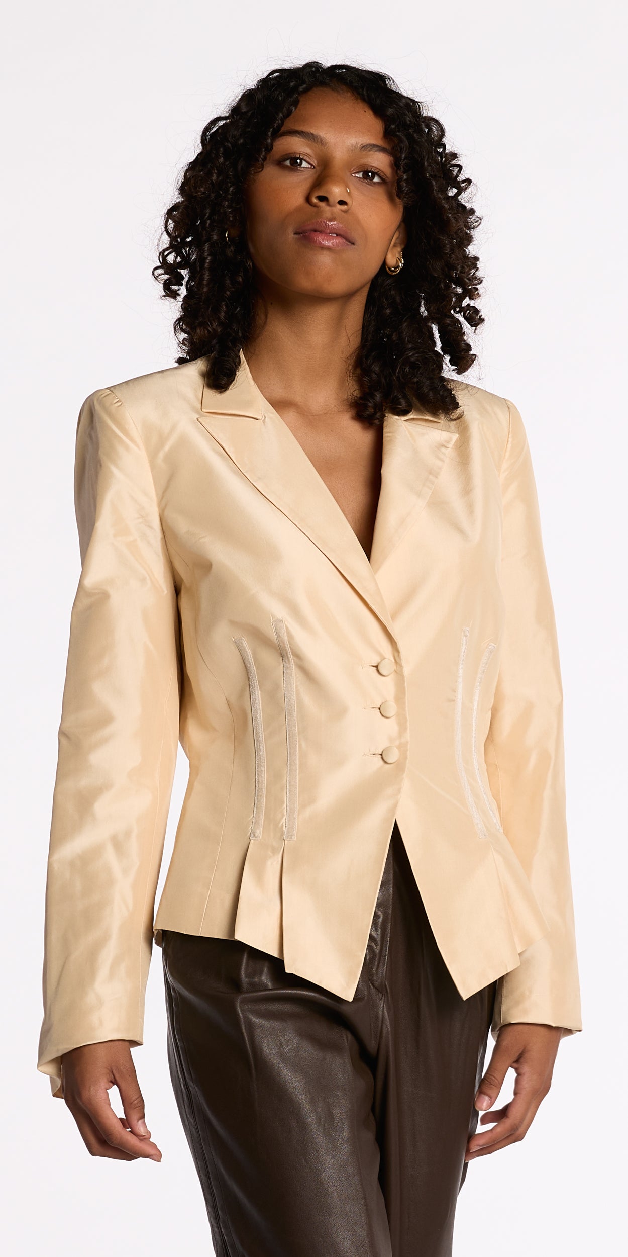 Bill Blass 2000s Cream Silk Taffeta Jacket