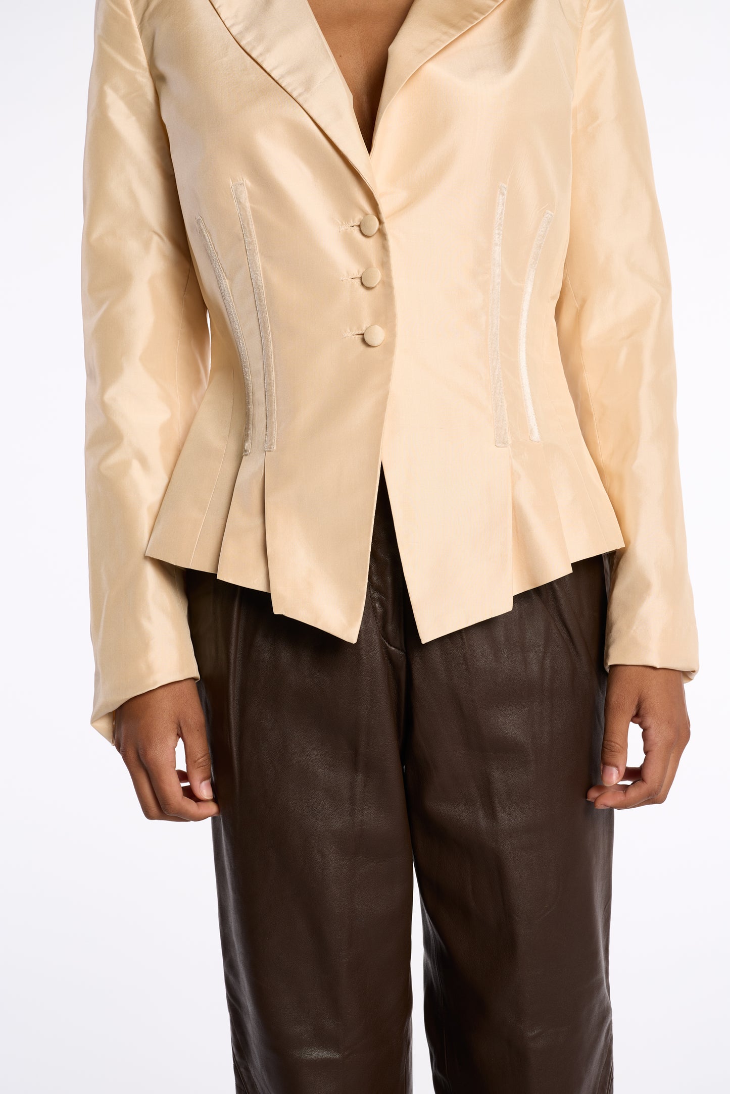 Bill Blass 2000s Cream Silk Taffeta Jacket