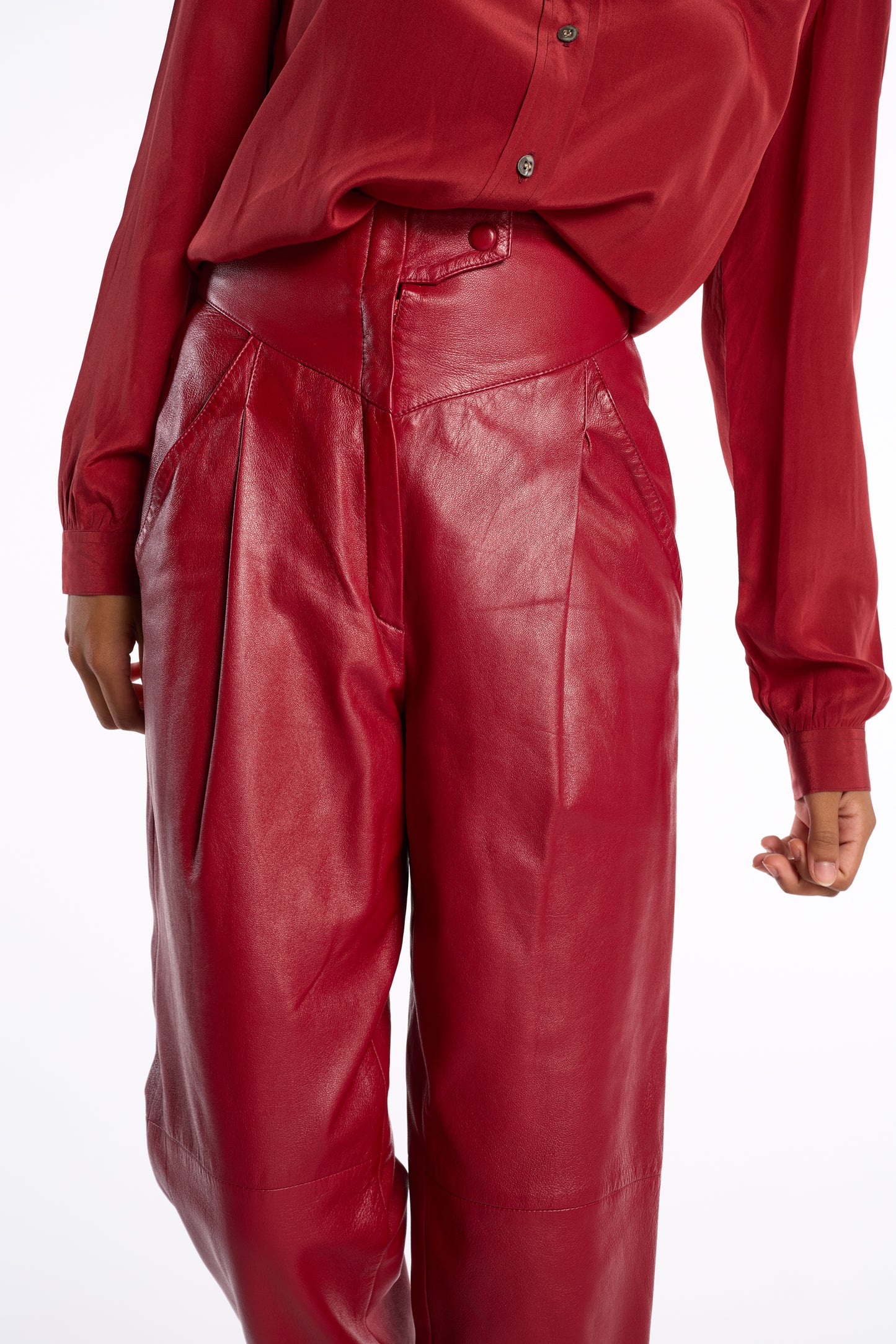 Karl Lagerfeld 1980s Raspberry Lamb Leather Trousers