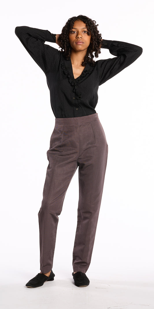 Romeo Gigli FW 1996-1997 Mauve Taupe Silk-Blend Trousers
