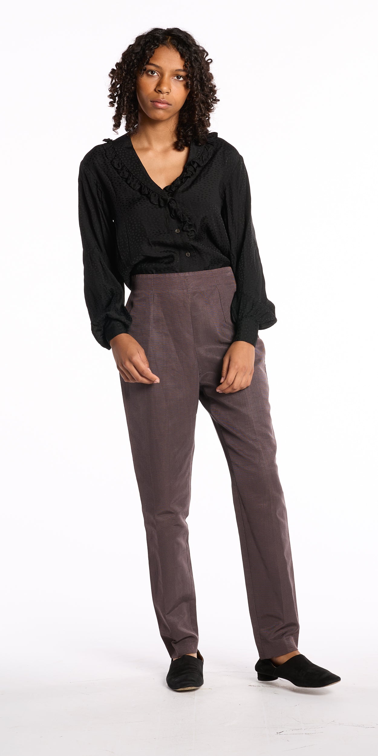 Romeo Gigli FW 1996-1997 Mauve Taupe Silk-Blend Trousers