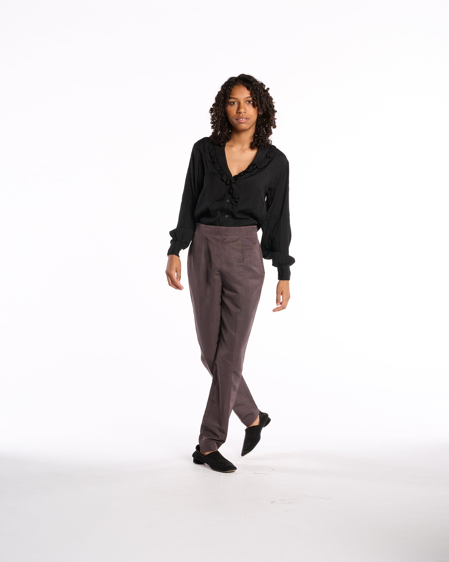 Romeo Gigli FW 1996-1997 Mauve Taupe Silk-Blend Trousers