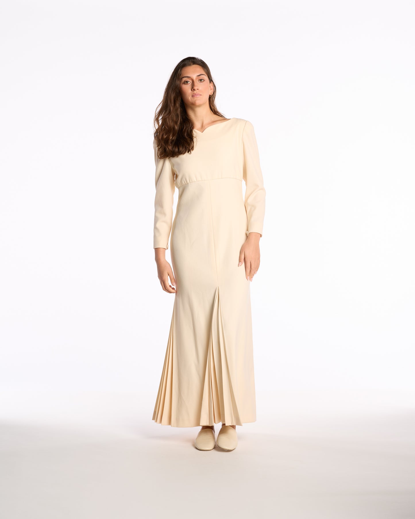 Carolyne Roehm 1980s-1990s Cream Wool Gown
