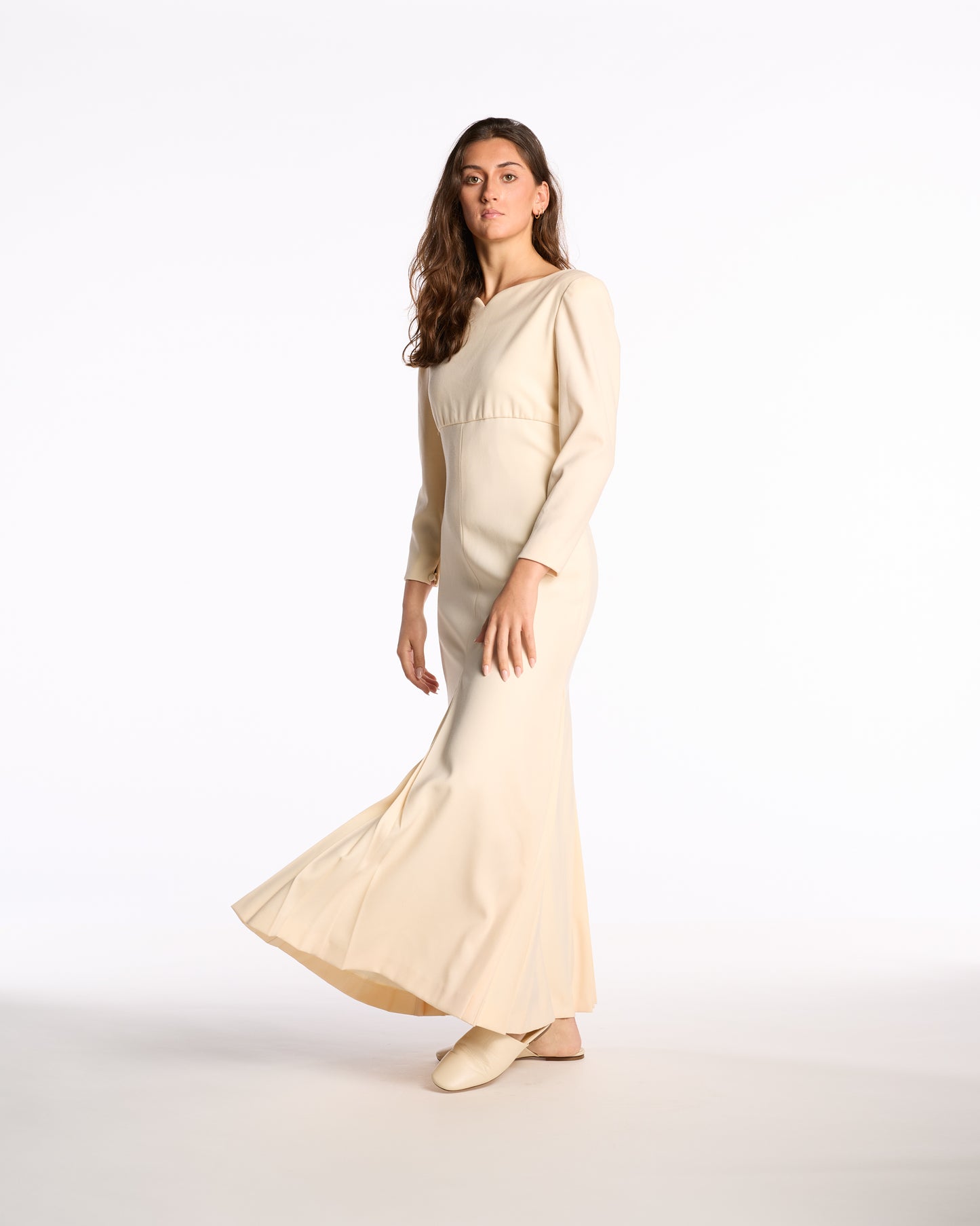 Carolyne Roehm 1980s-1990s Cream Wool Gown