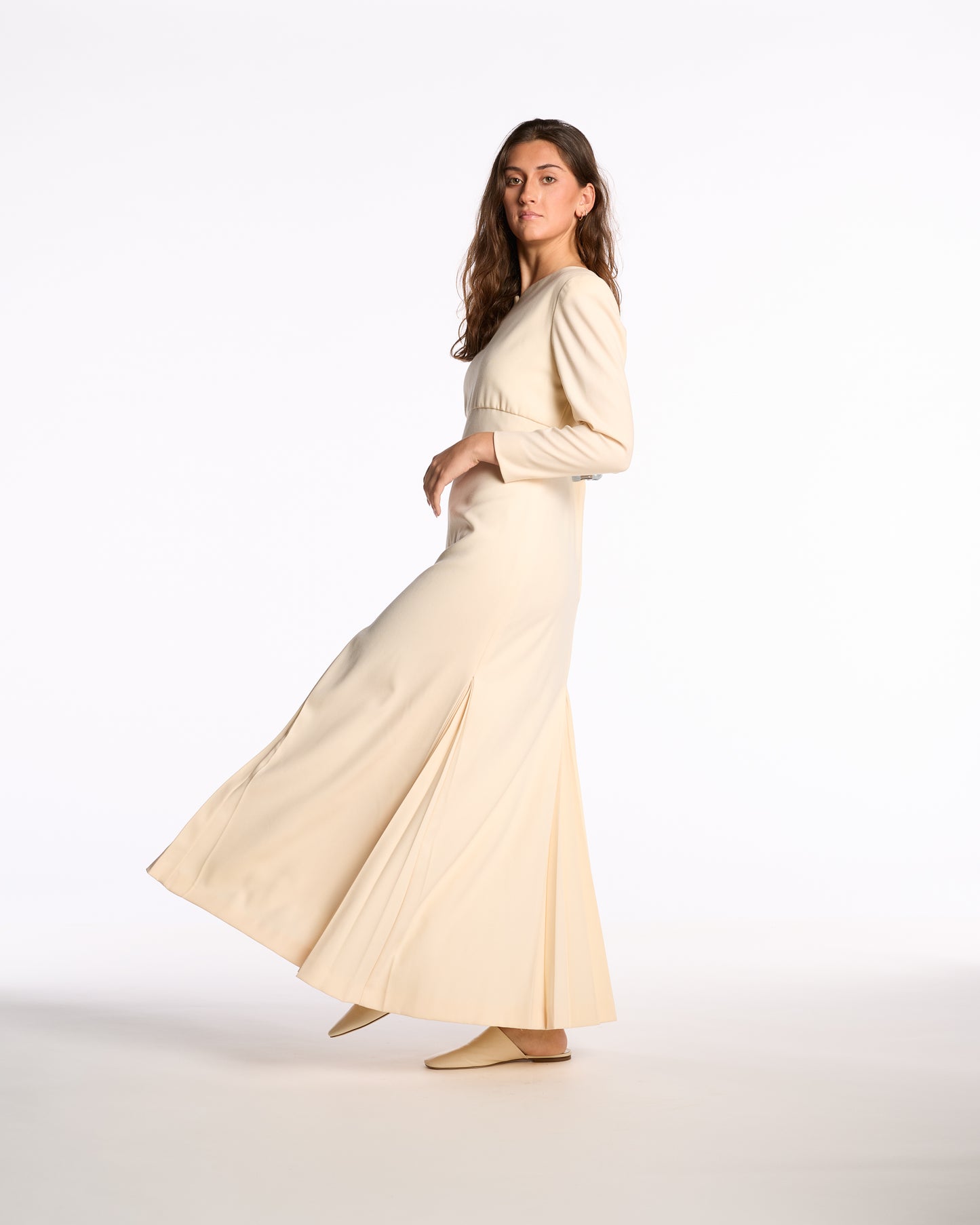 Carolyne Roehm 1980s-1990s Cream Wool Gown
