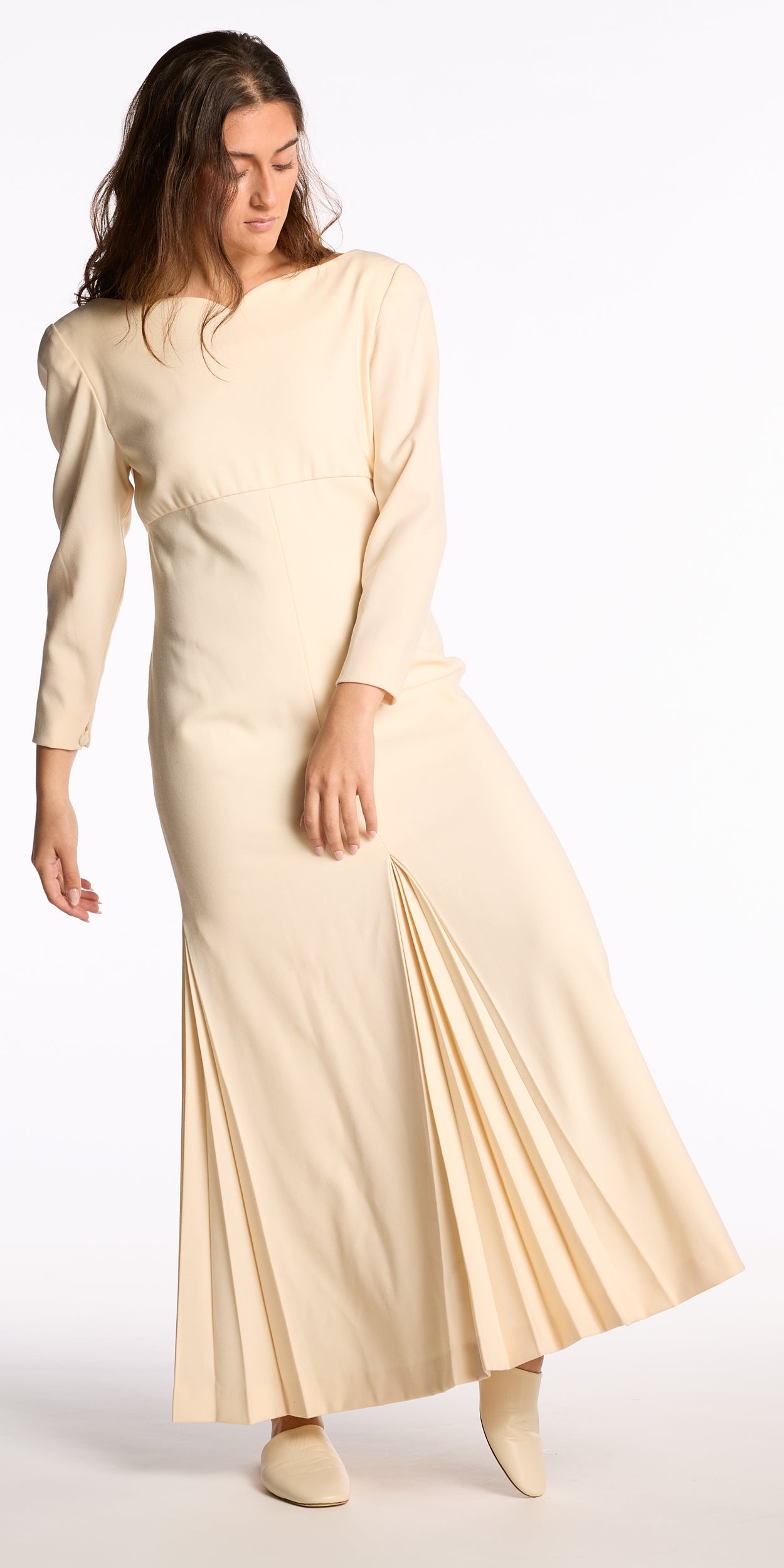 Carolyne Roehm 1980s-1990s Cream Wool Gown