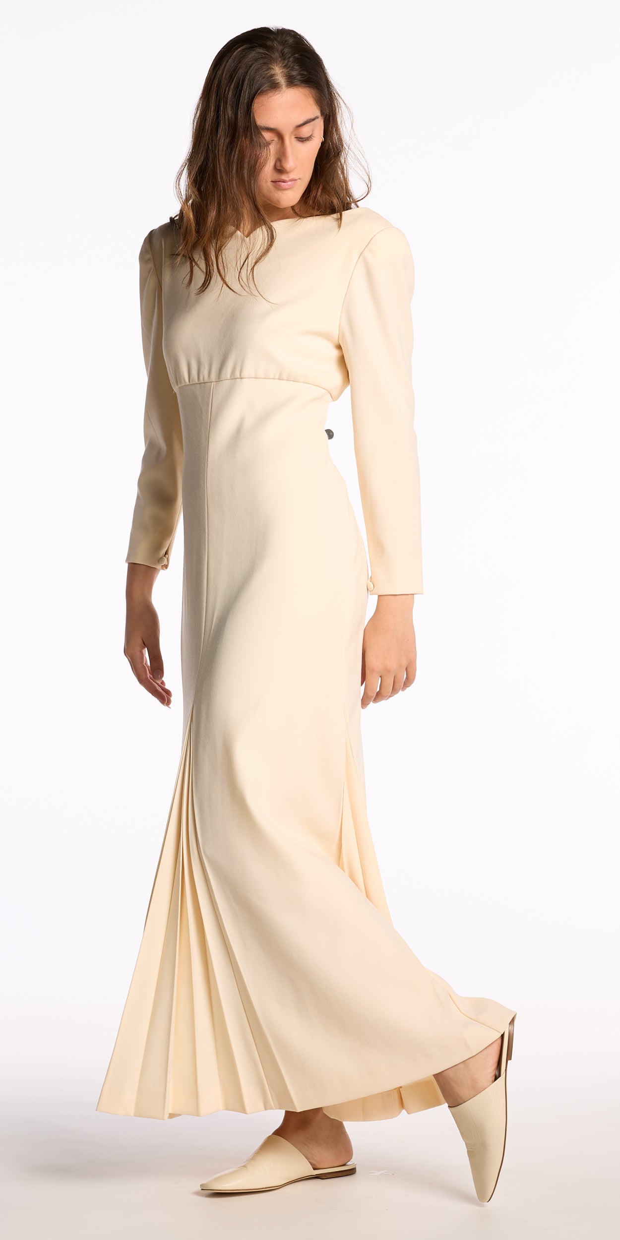 Carolyne Roehm 1980s-1990s Cream Wool Gown