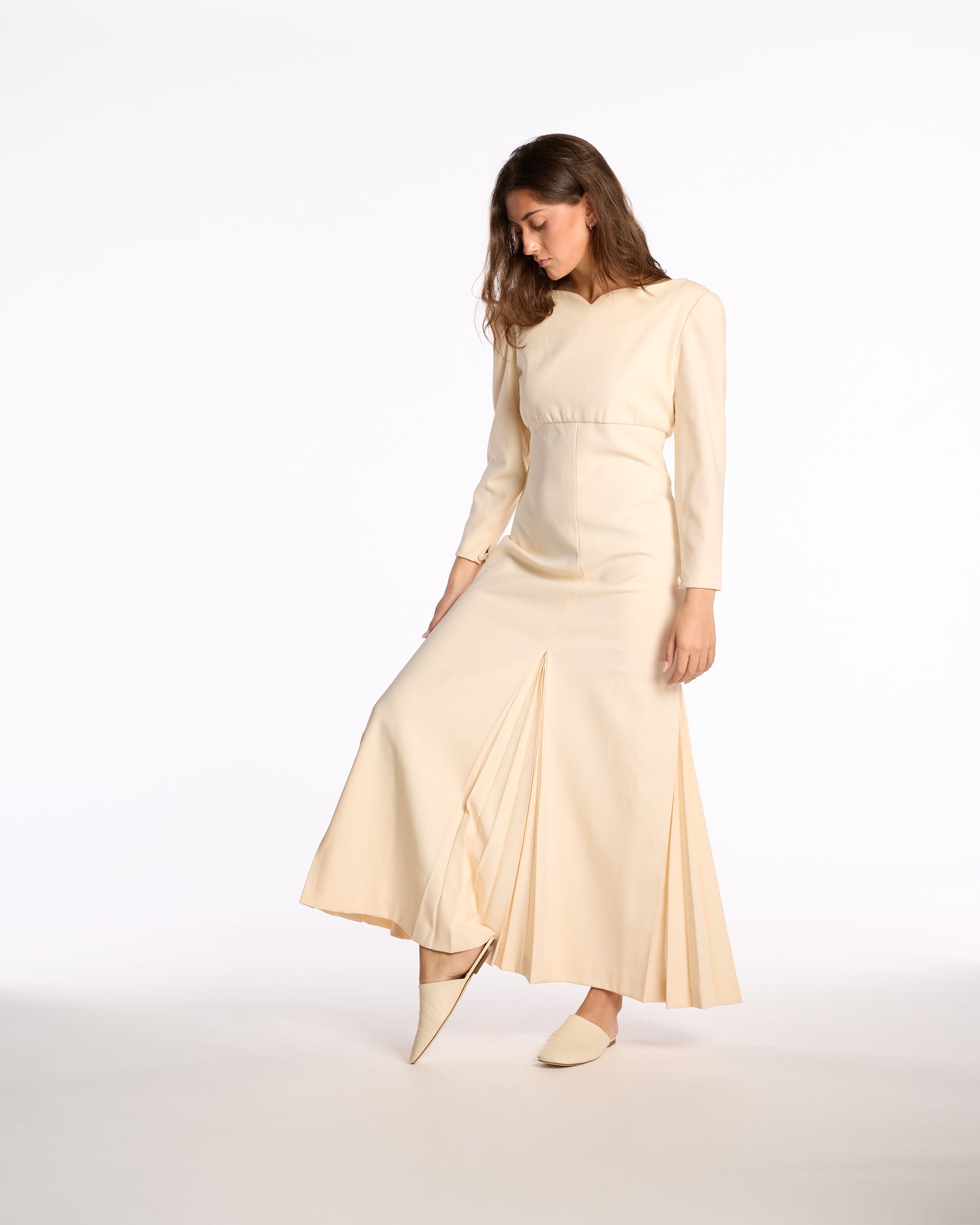 Carolyne Roehm 1980s-1990s Cream Wool Gown