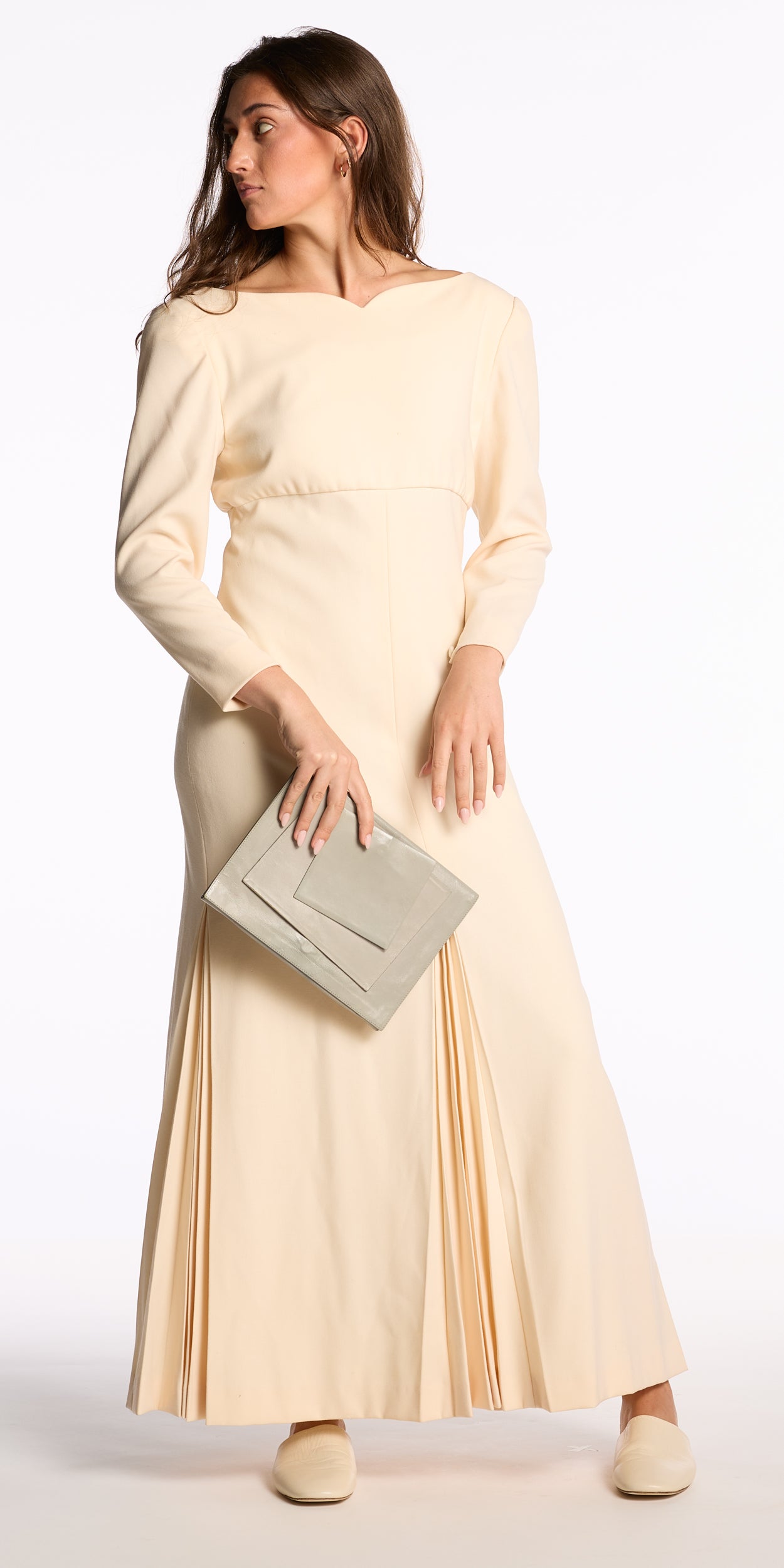 La Bagagerie 1980s Gray Leather Clutch