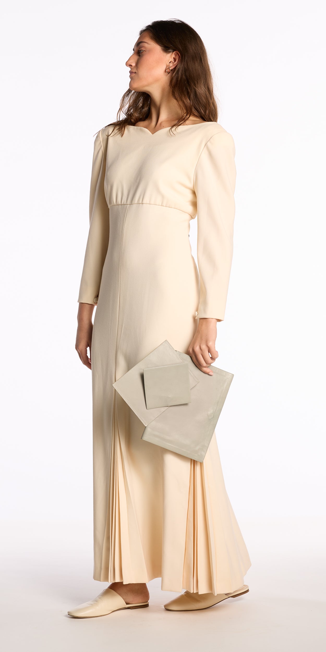 La Bagagerie 1980s Gray Leather Clutch