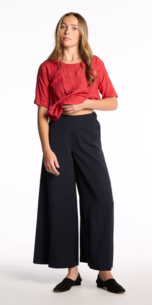 Claude Montana 1980s Navy Wool Wide Leg Pants