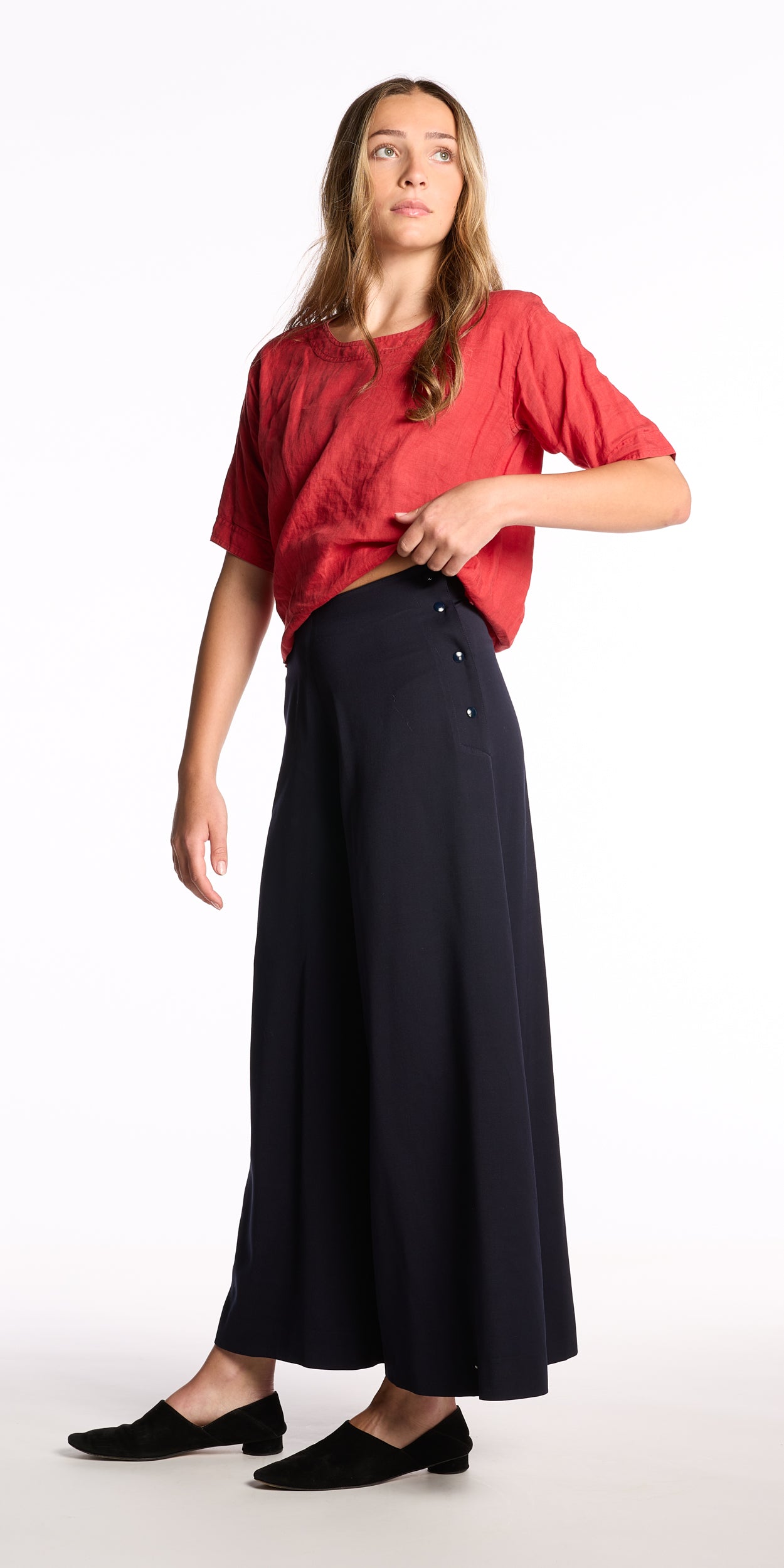 Yves Saint Laurent 1980s Tomato Red Linen Shirt