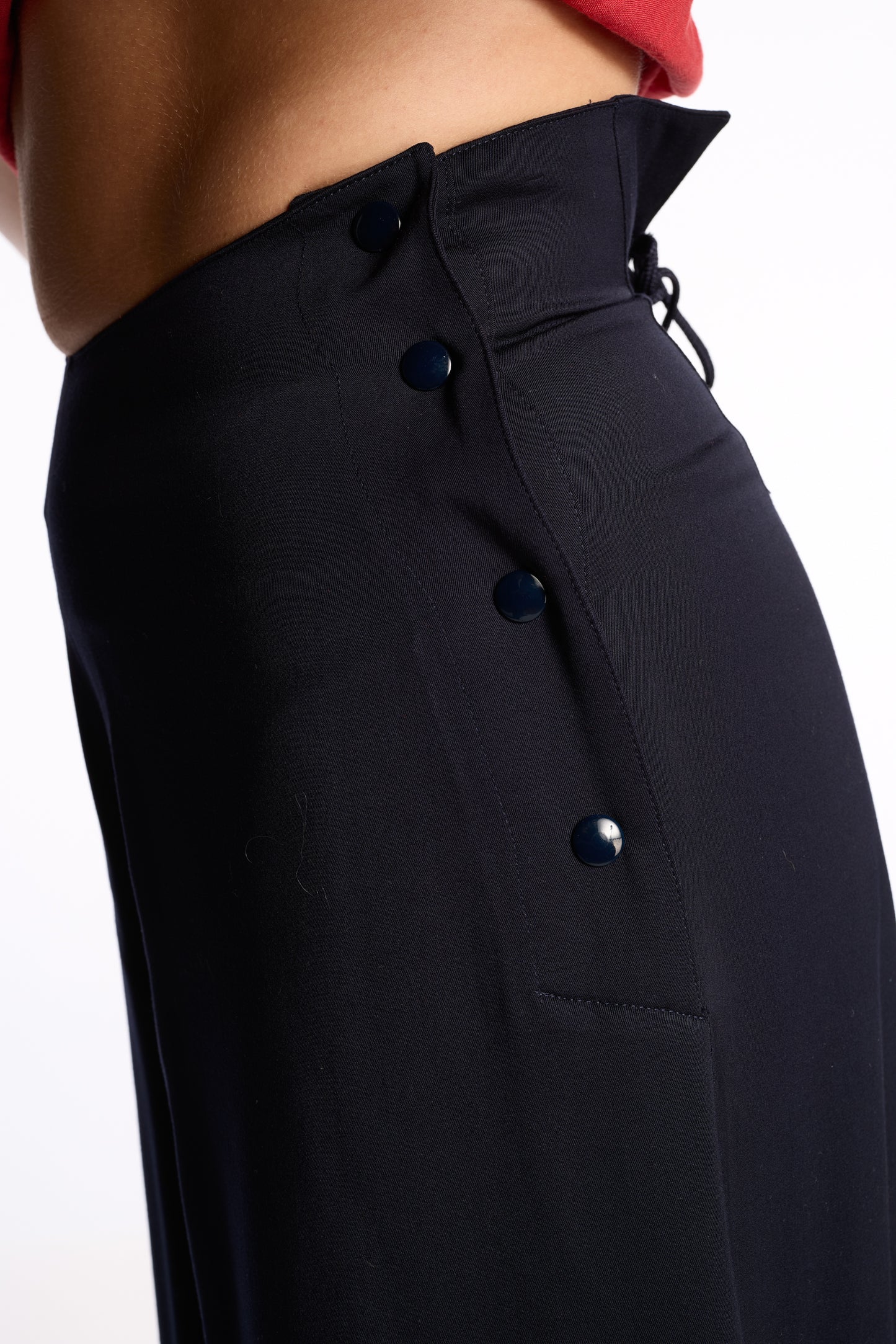 Claude Montana 1980s Navy Wool Wide Leg Pants