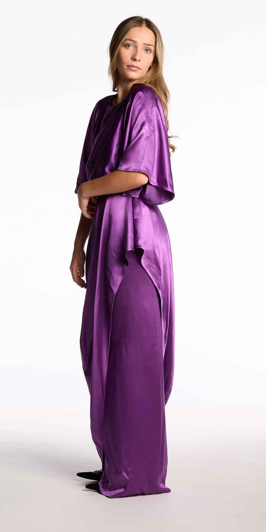 Ports 1961 2000s Violet Silk Charmeuse Gown