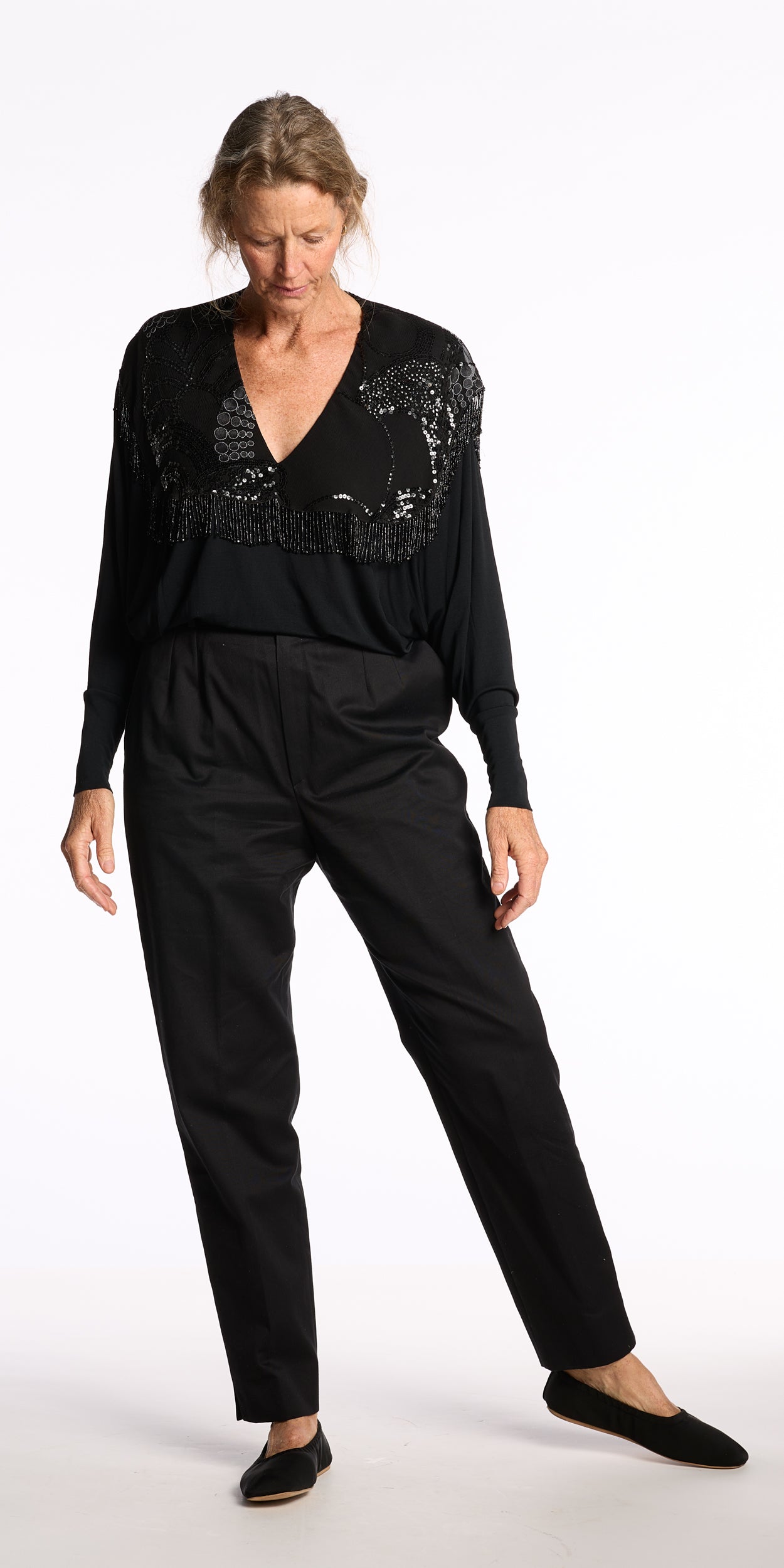 Yves Saint Laurent 1990s Black Cotton Carrot Pants