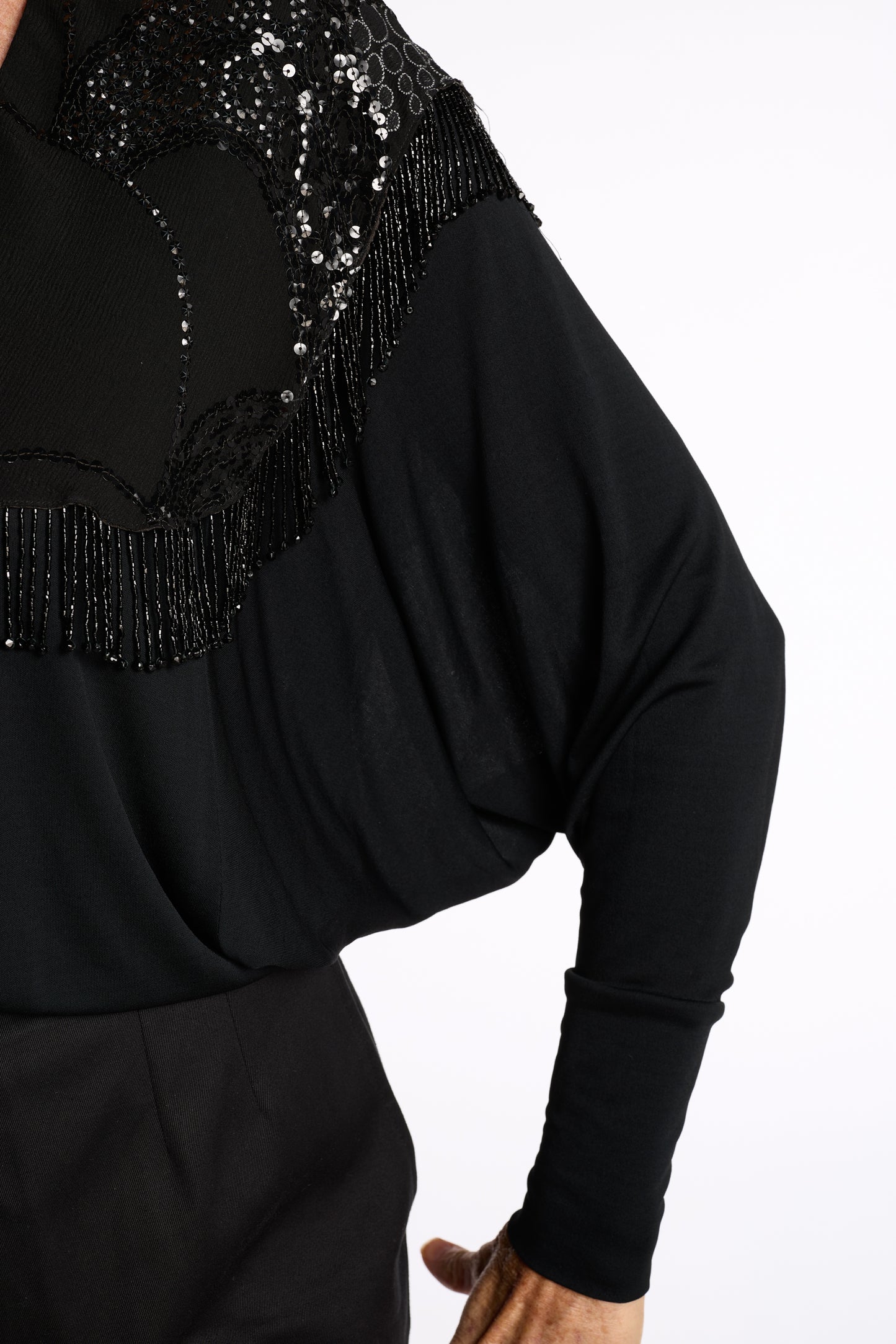 Holly Harp 1980s Beaded Rayon Dolman-Sleeve Top