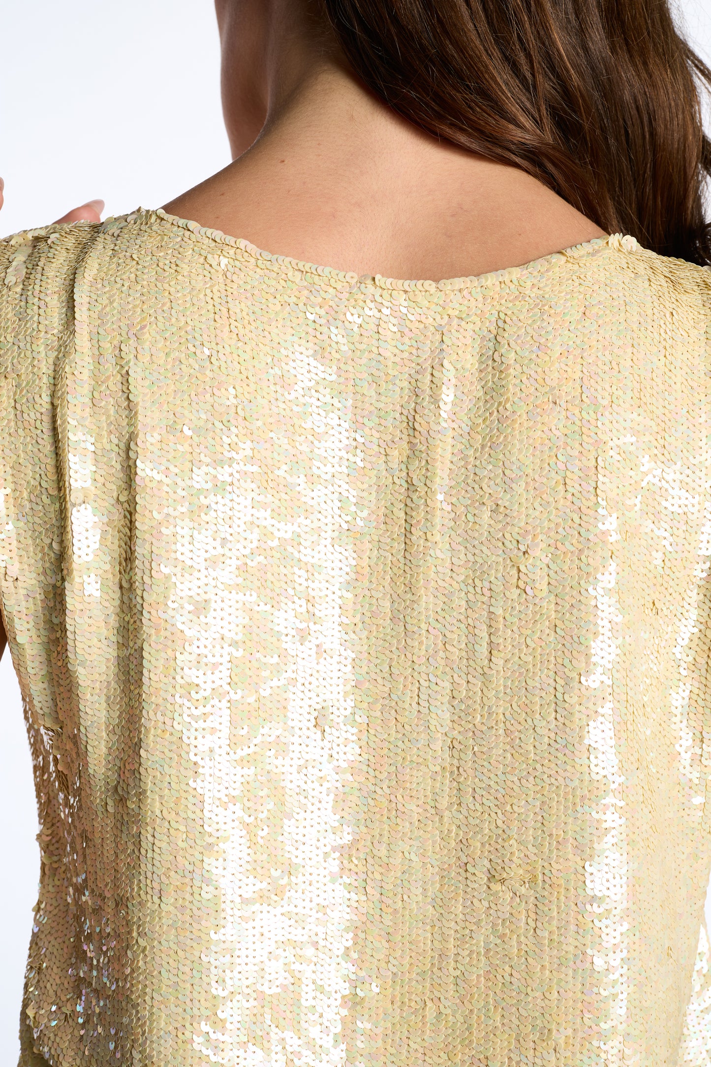Oscar de la Renta 1980s Butter Sequin Silk Shell