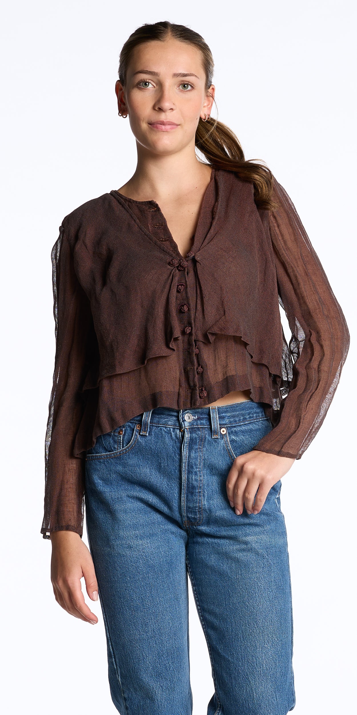 Emanuel Ungaro 1990s Bronze Metallic Blouse