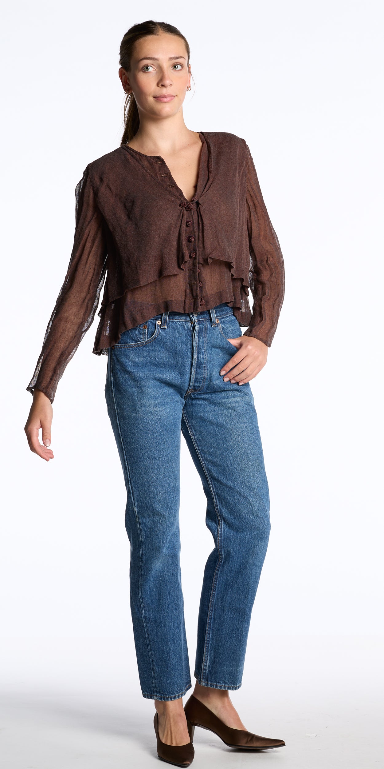 Emanuel Ungaro 1990s Bronze Metallic Blouse