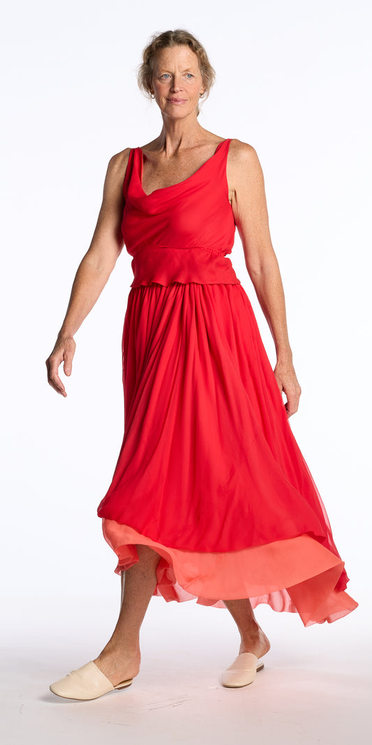 Halston Spring 1980 Tomato Silk Ensemble