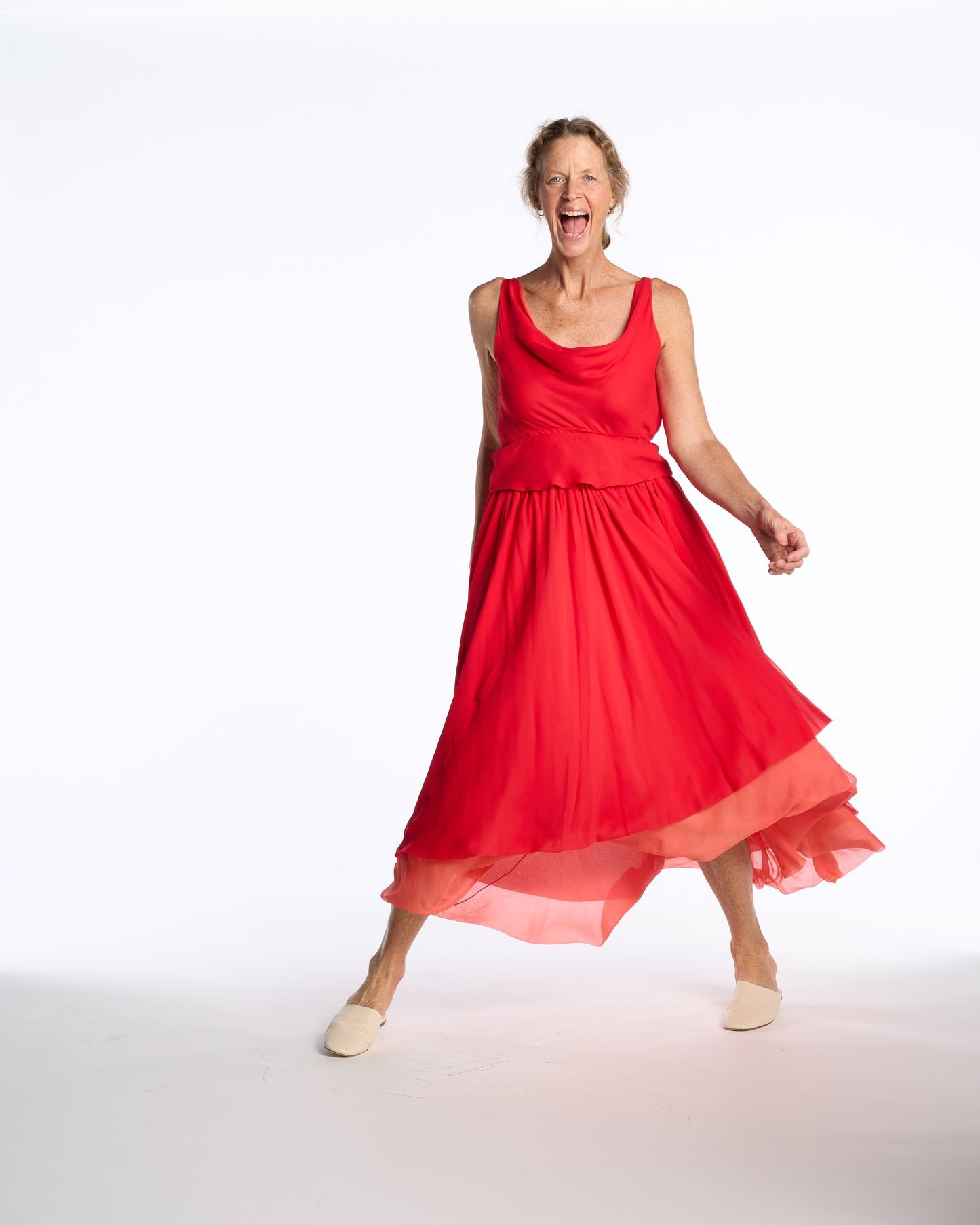 Halston Spring 1980 Tomato Silk Ensemble