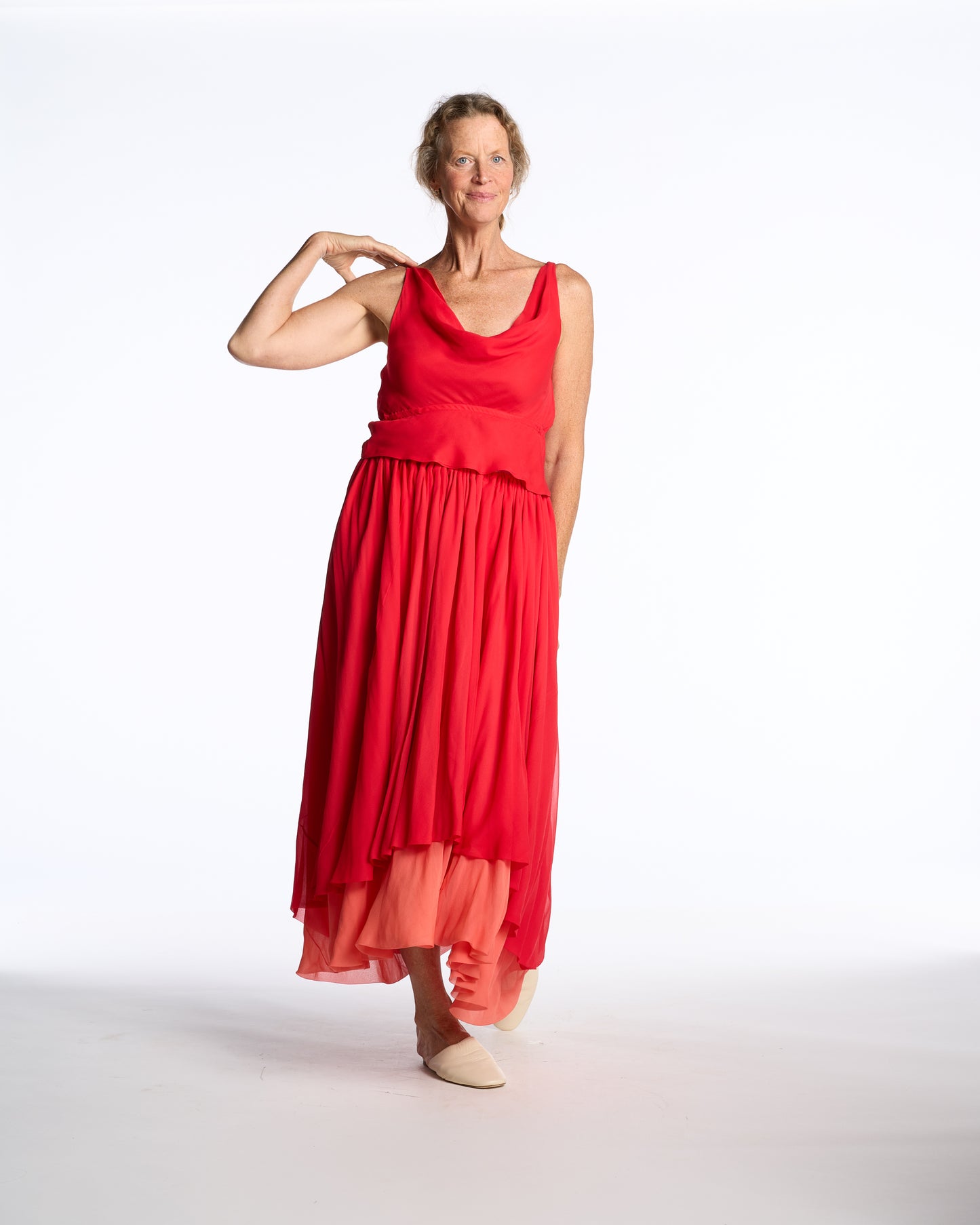Halston Spring 1980 Tomato Silk Ensemble