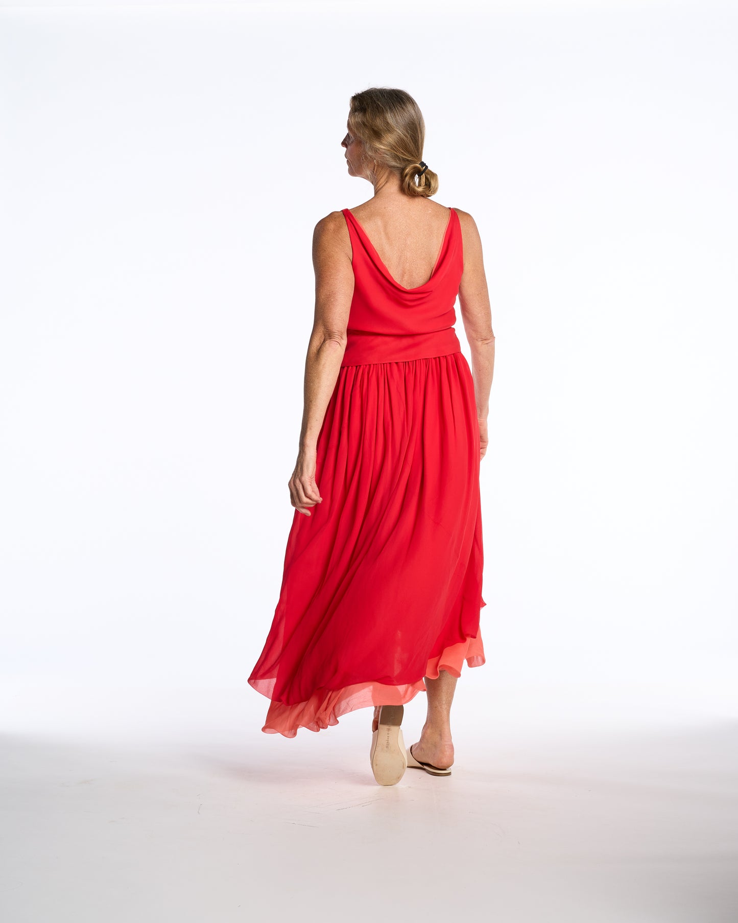 Halston Spring 1980 Tomato Silk Ensemble