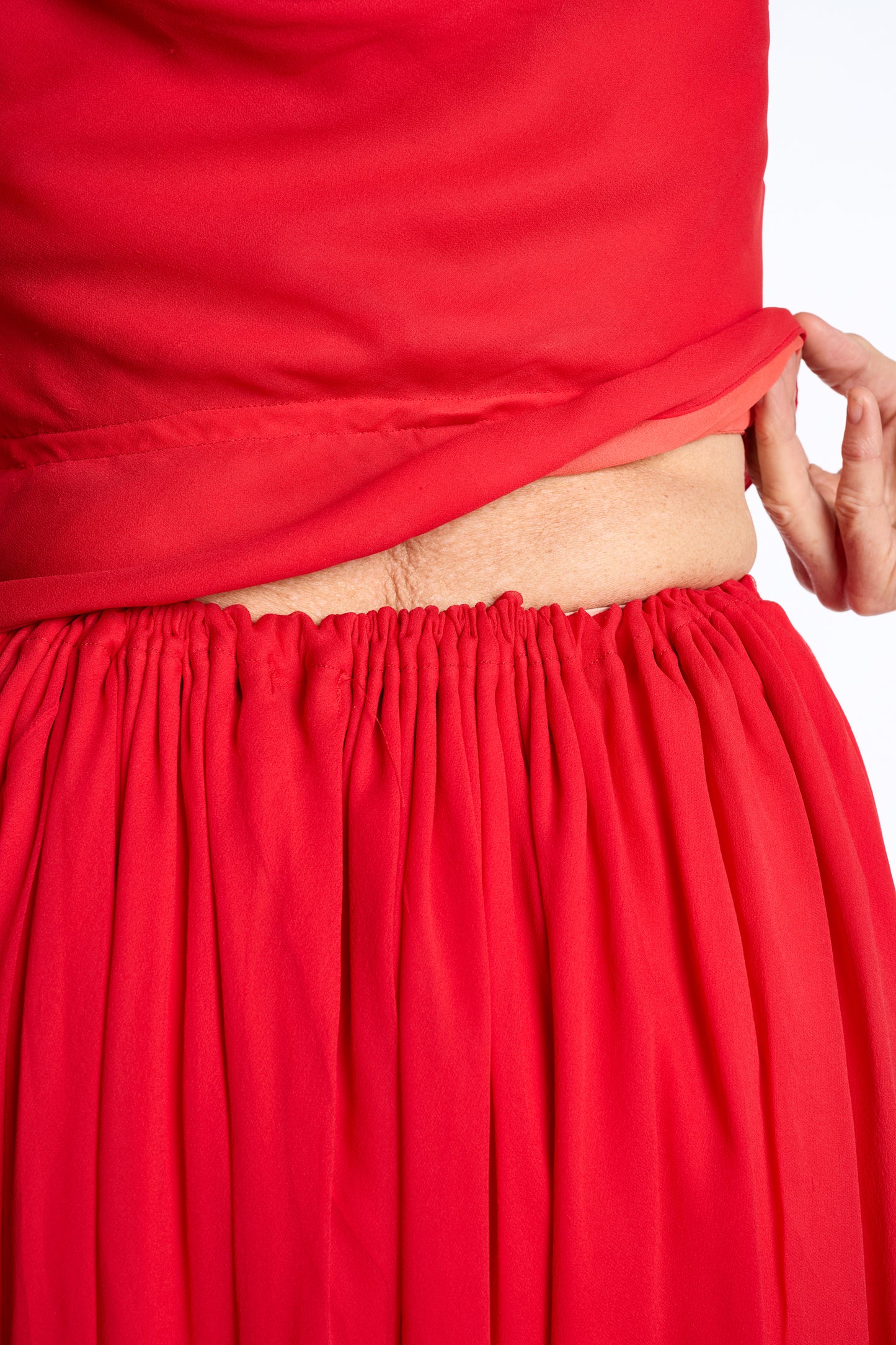 Halston Spring 1980 Tomato Silk Ensemble