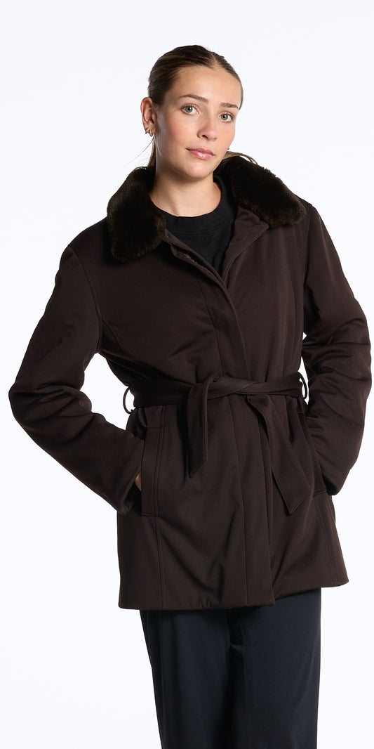 Giorgio Armani 1990s Chocolate Brown Belted Winter Coat