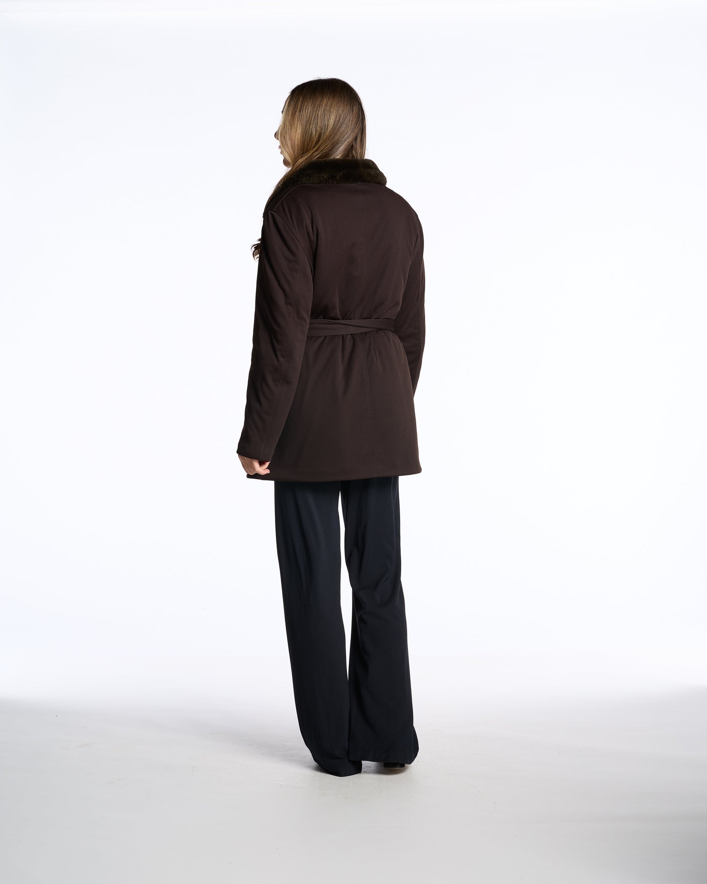 Giorgio Armani 1990s Chocolate Brown Belted Winter Coat