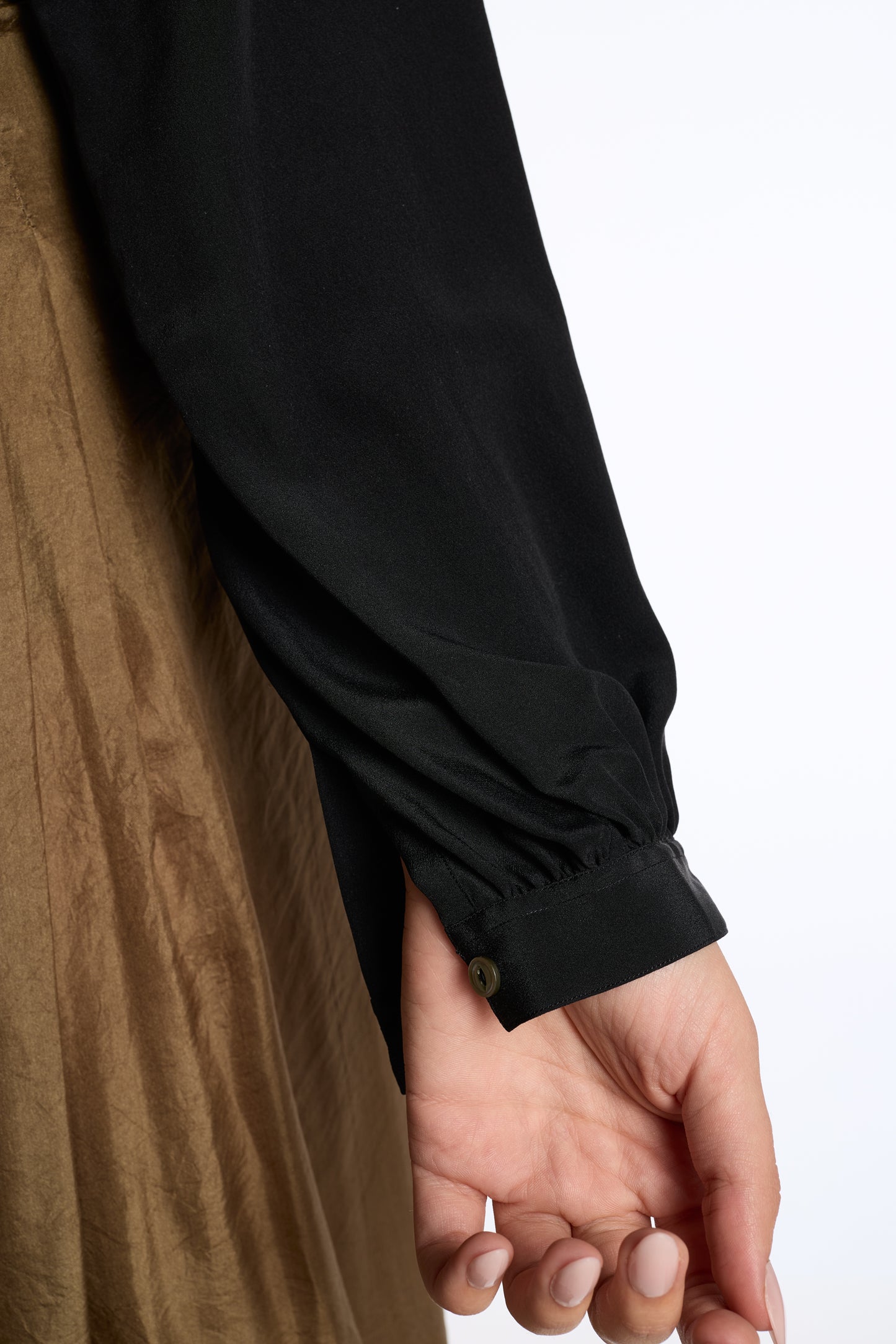 Yves Saint Laurent 1980s Black Silk Poet's Blouse