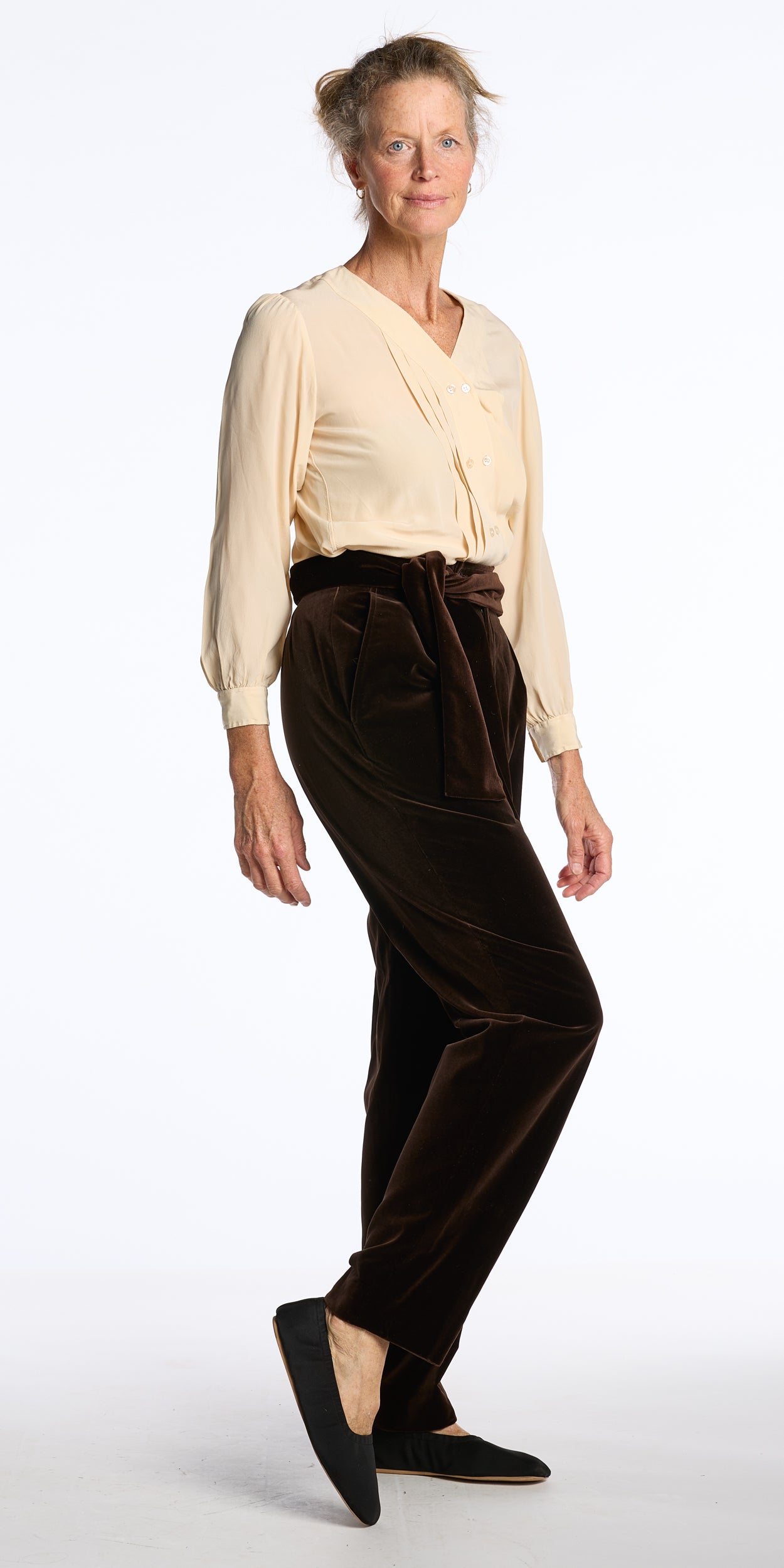 Yves Saint Laurent 1990s Chocolate Velvet Deadstock Pants with Sash Belt