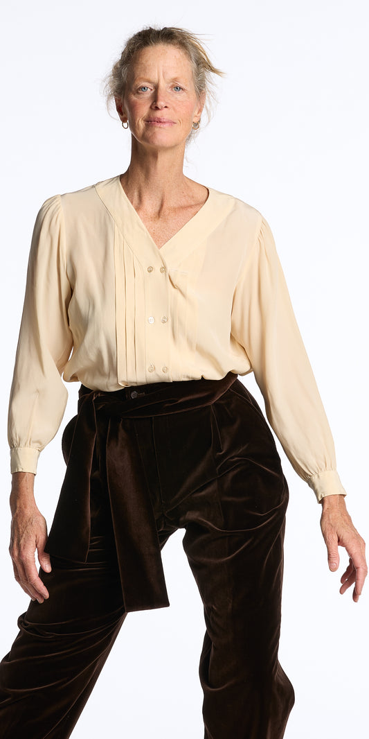 Yves Saint Laurent 1980s Cream Silk Blouse