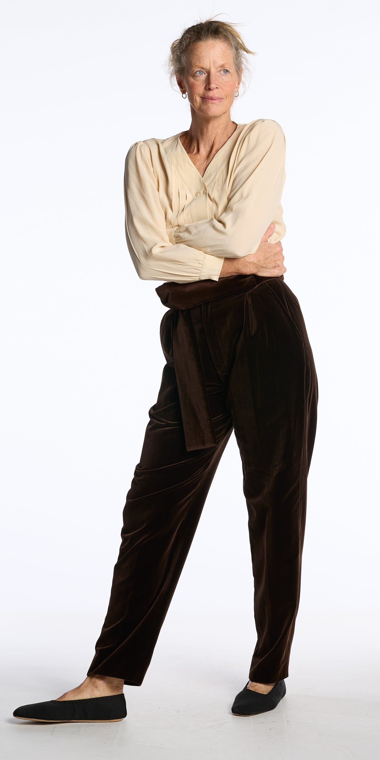 Yves Saint Laurent 1990s Chocolate Velvet Deadstock Pants with Sash Belt