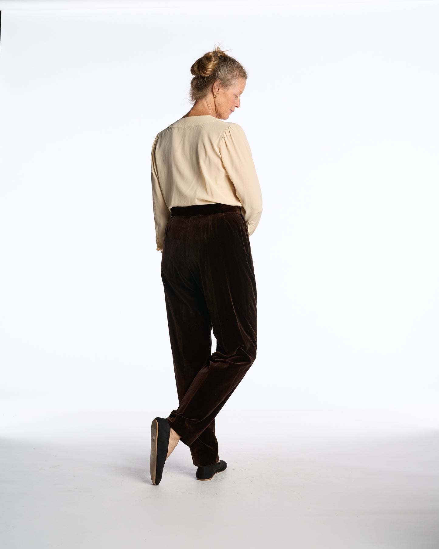 Yves Saint Laurent 1990s Chocolate Velvet Deadstock Pants with Sash Belt