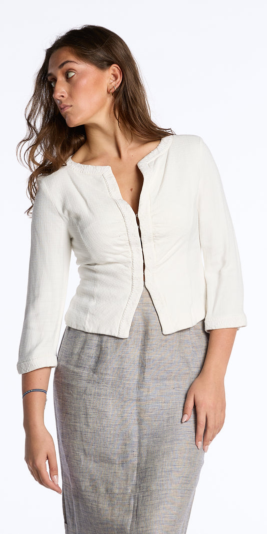 Givenchy Boutiques 1980s White Cotton Basketweave Jacket
