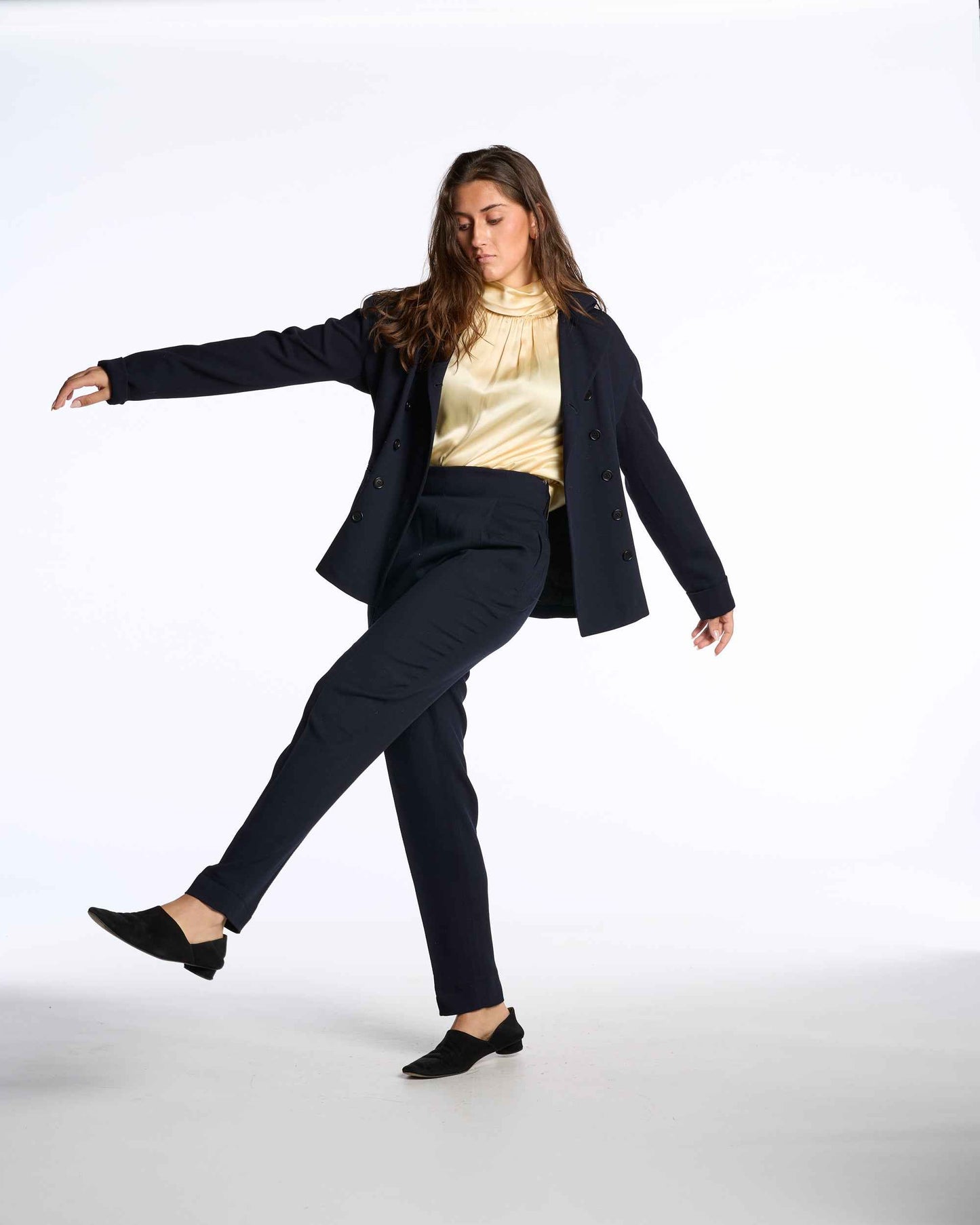 Romeo Gigli 1990s Navy Wool Double Breasted Suit