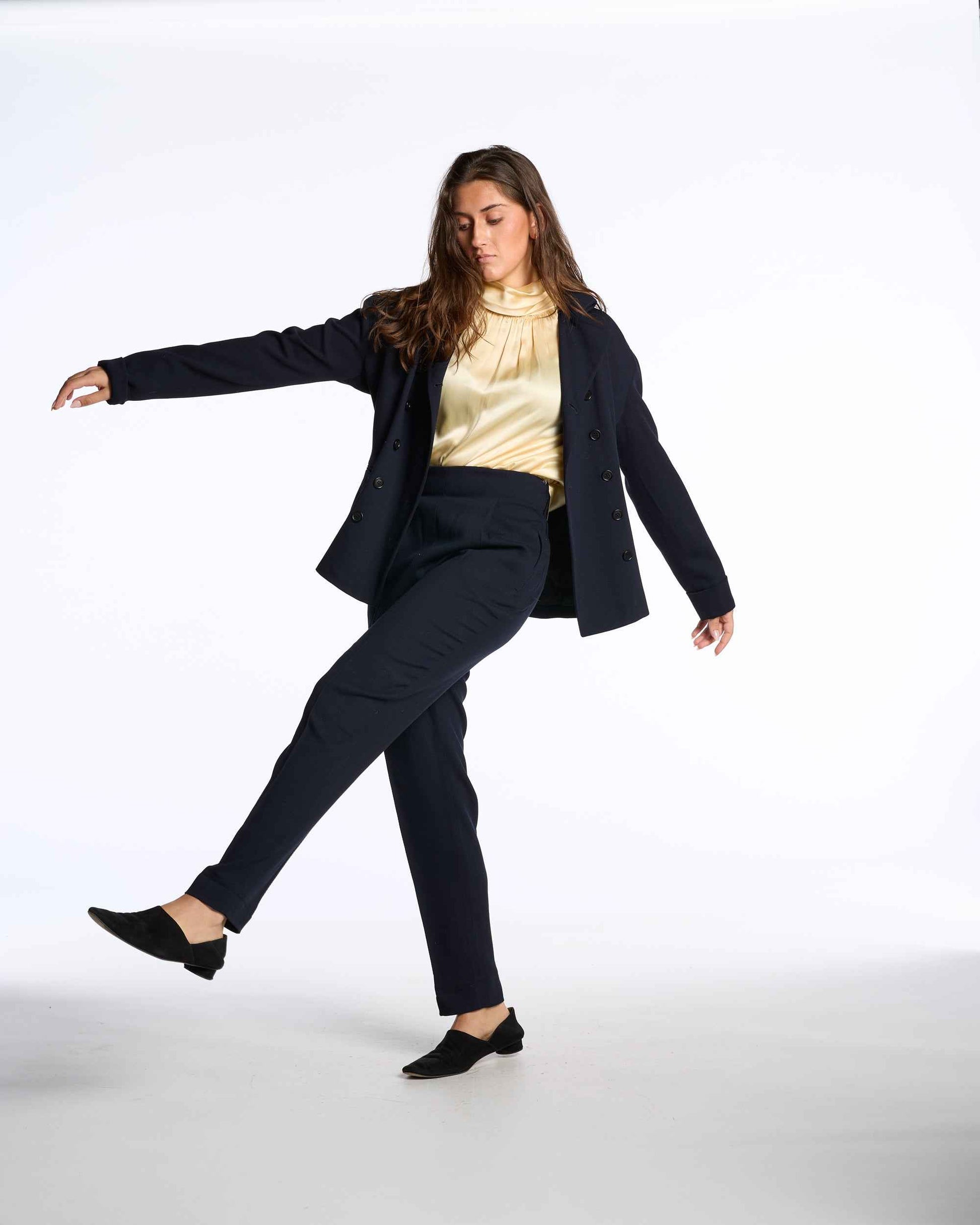 Romeo Gigli 1990s Navy Wool Double Breasted Suit