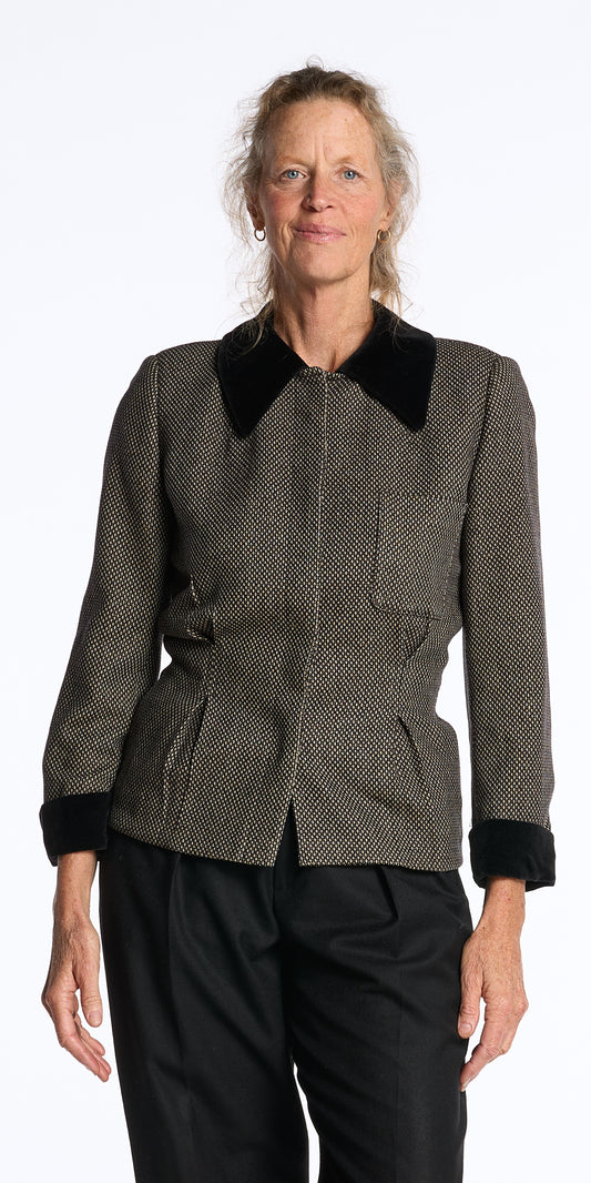 Giorgio Armani 1980s Gray Wool Jacket With Velvet Detailing