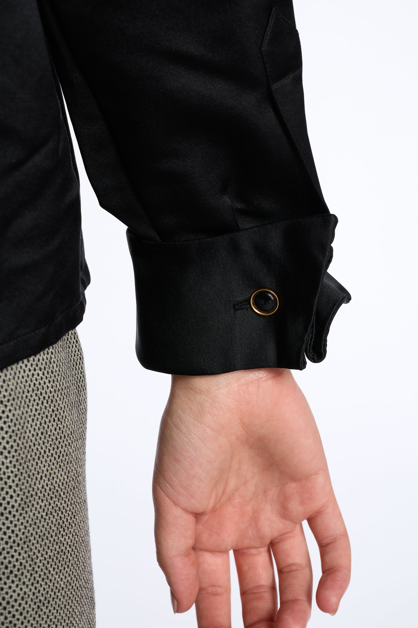 Yves Saint Laurent 1980s Black Silk Satin Cropped Jacket