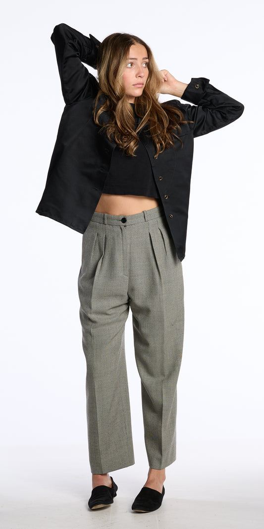 Givenchy Couture 1980s-1990s Gray Textured Wool Trousers