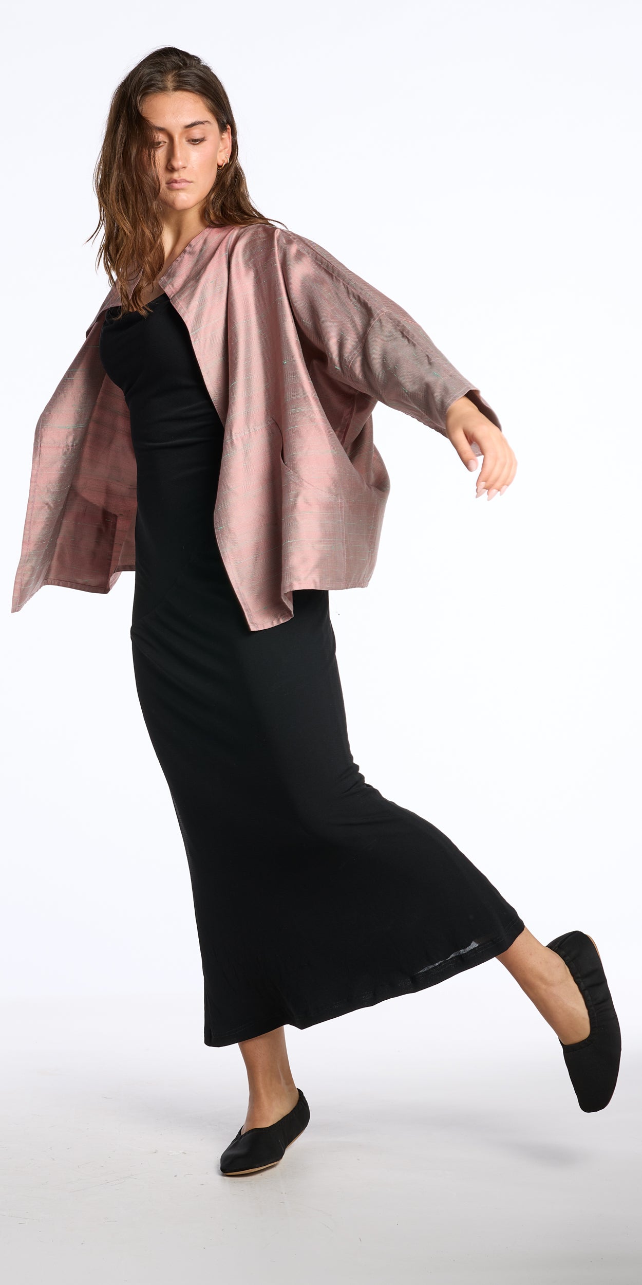 Zoran 1990s Rose Matted Silk Asymmetric Wrap Jacket